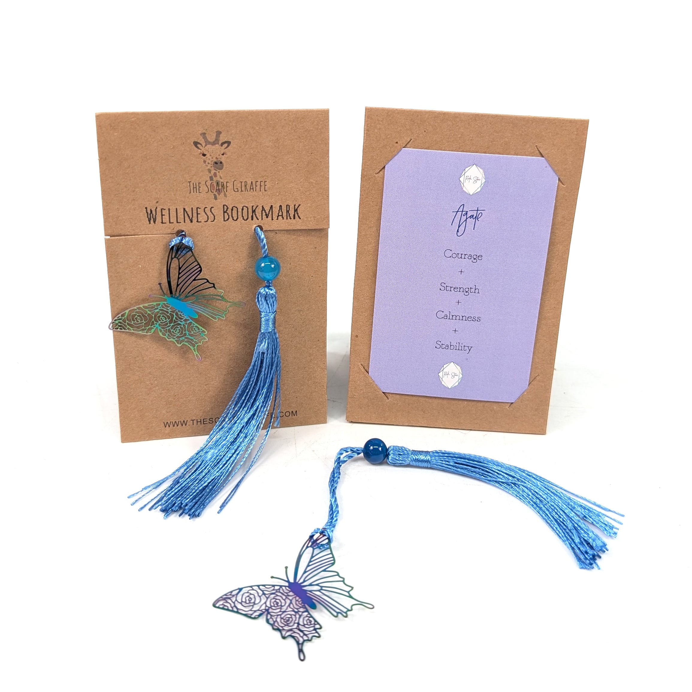 Wellness Bookmark - Blue Agate Butterfly