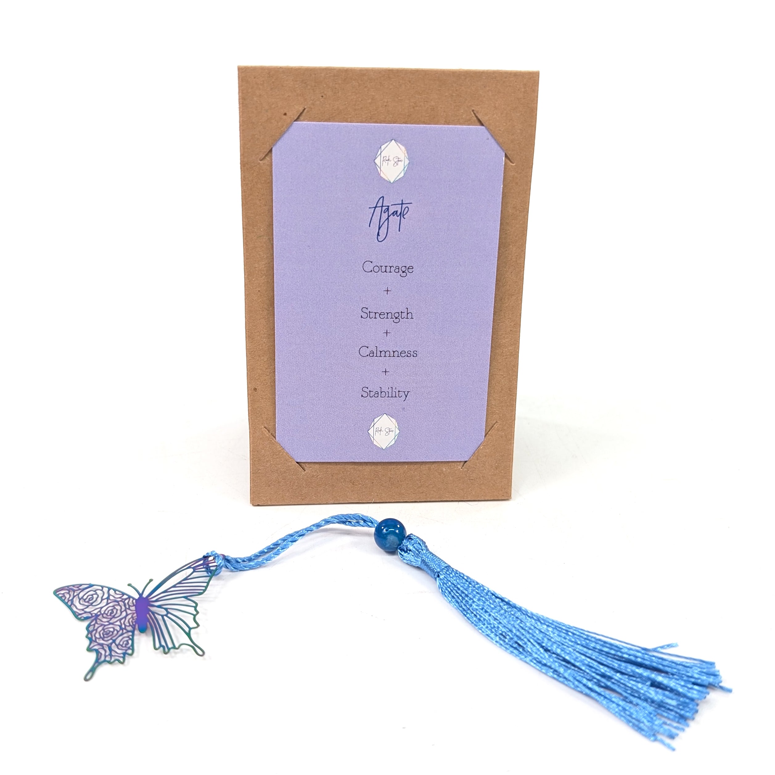 Wellness Bookmark - Blue Agate Butterfly