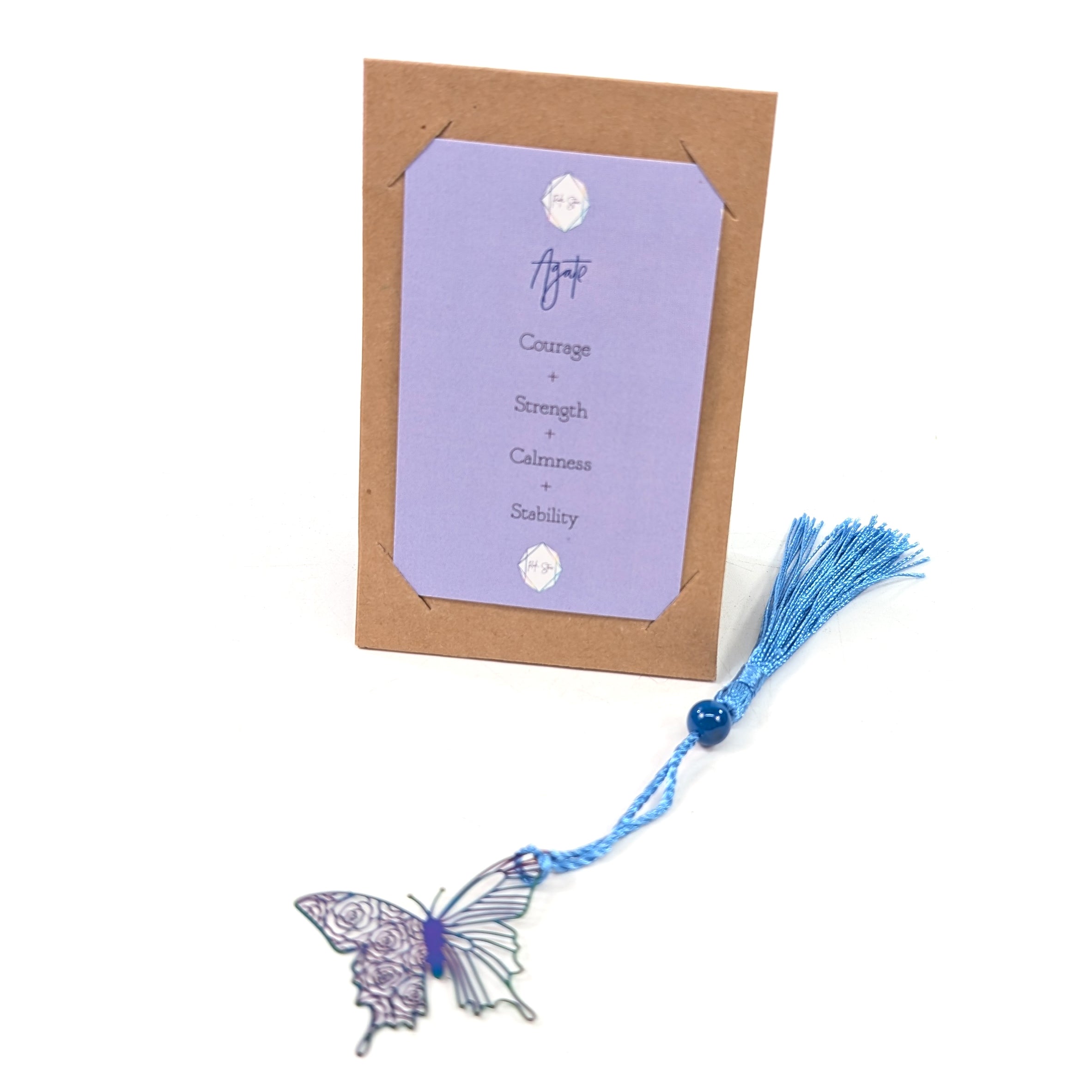 Wellness Bookmark - Blue Agate Butterfly