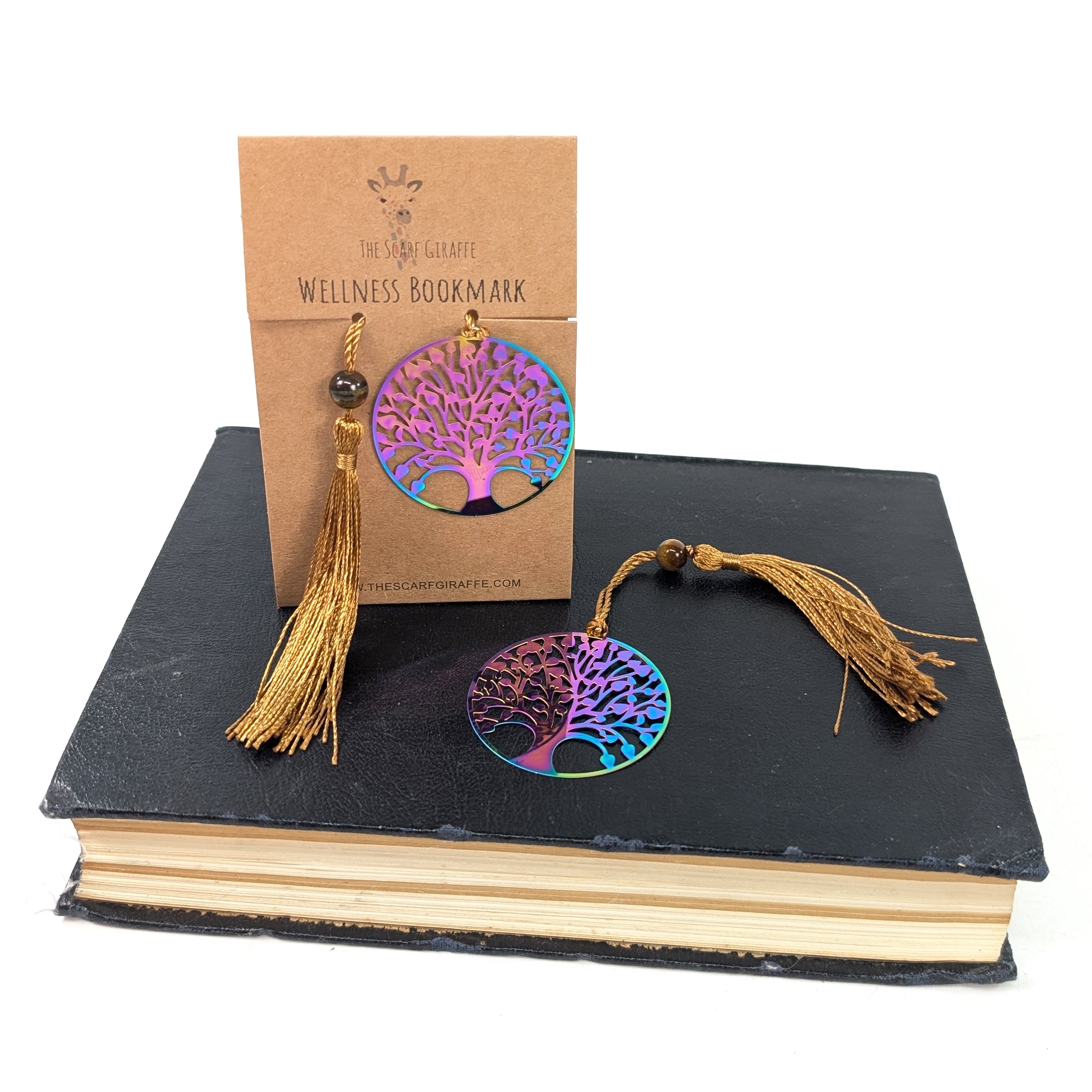 Wellness Bookmark - Tigers Eye Tree of Life