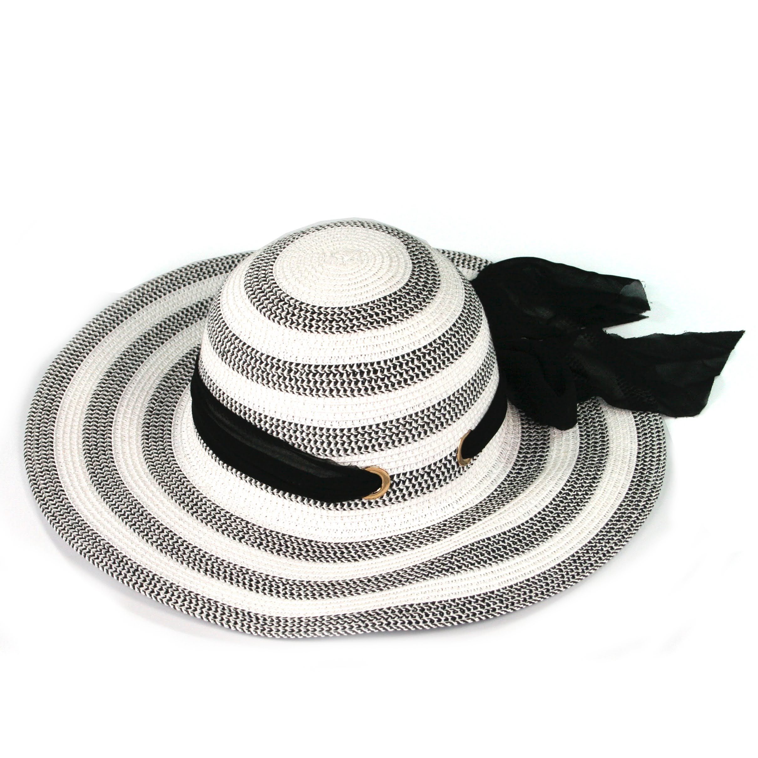 Chapeau pliable à ruban multidirectionnel à rayures monochromes