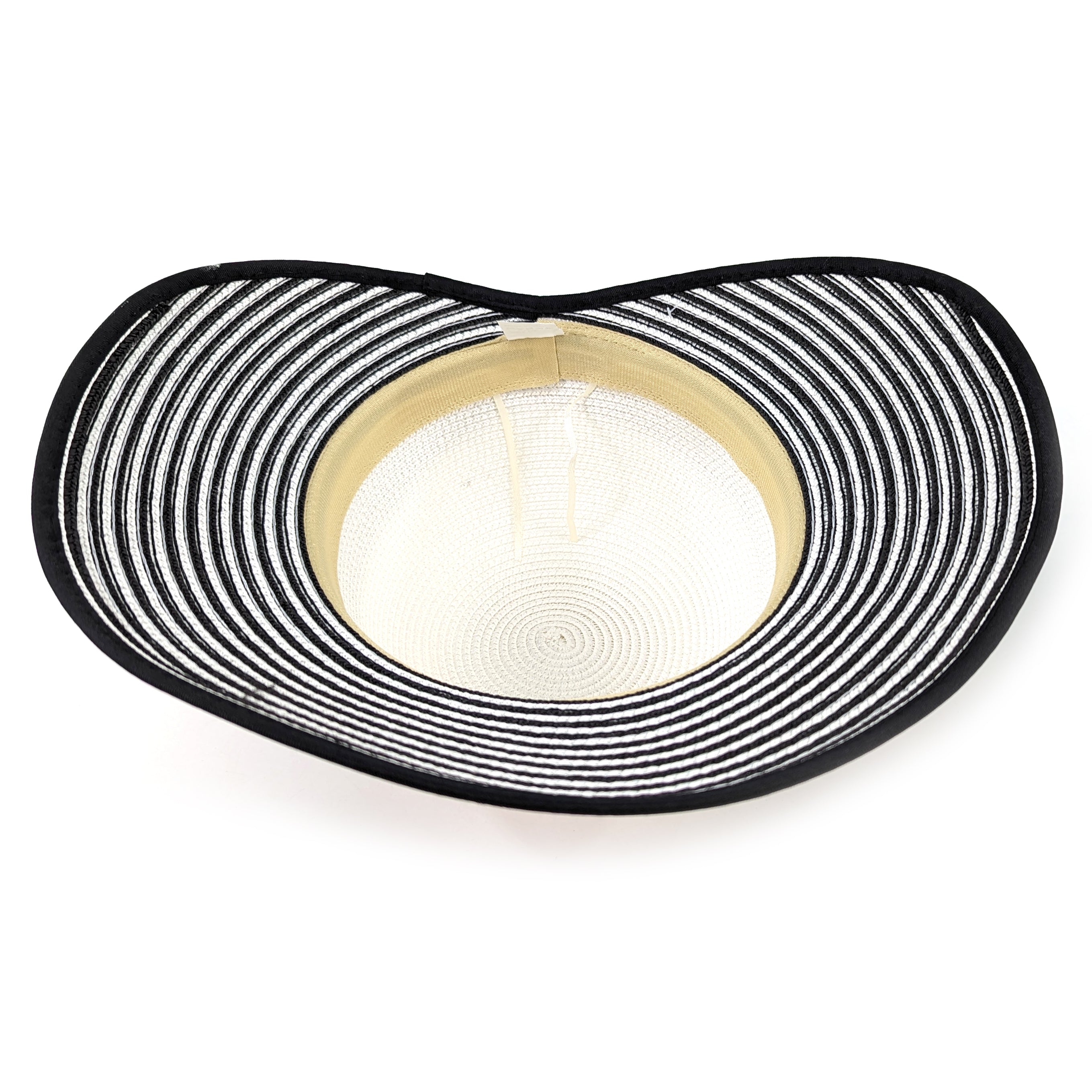 Stripey Open Back Foldable Hat - Black & White