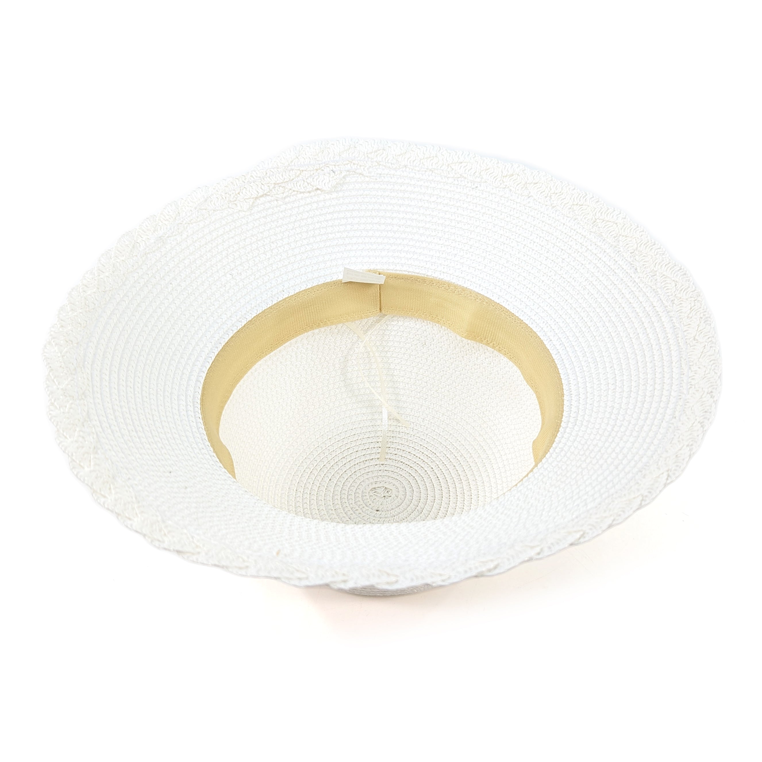 Plaited Edge Cloche Style Foldable Hat - White