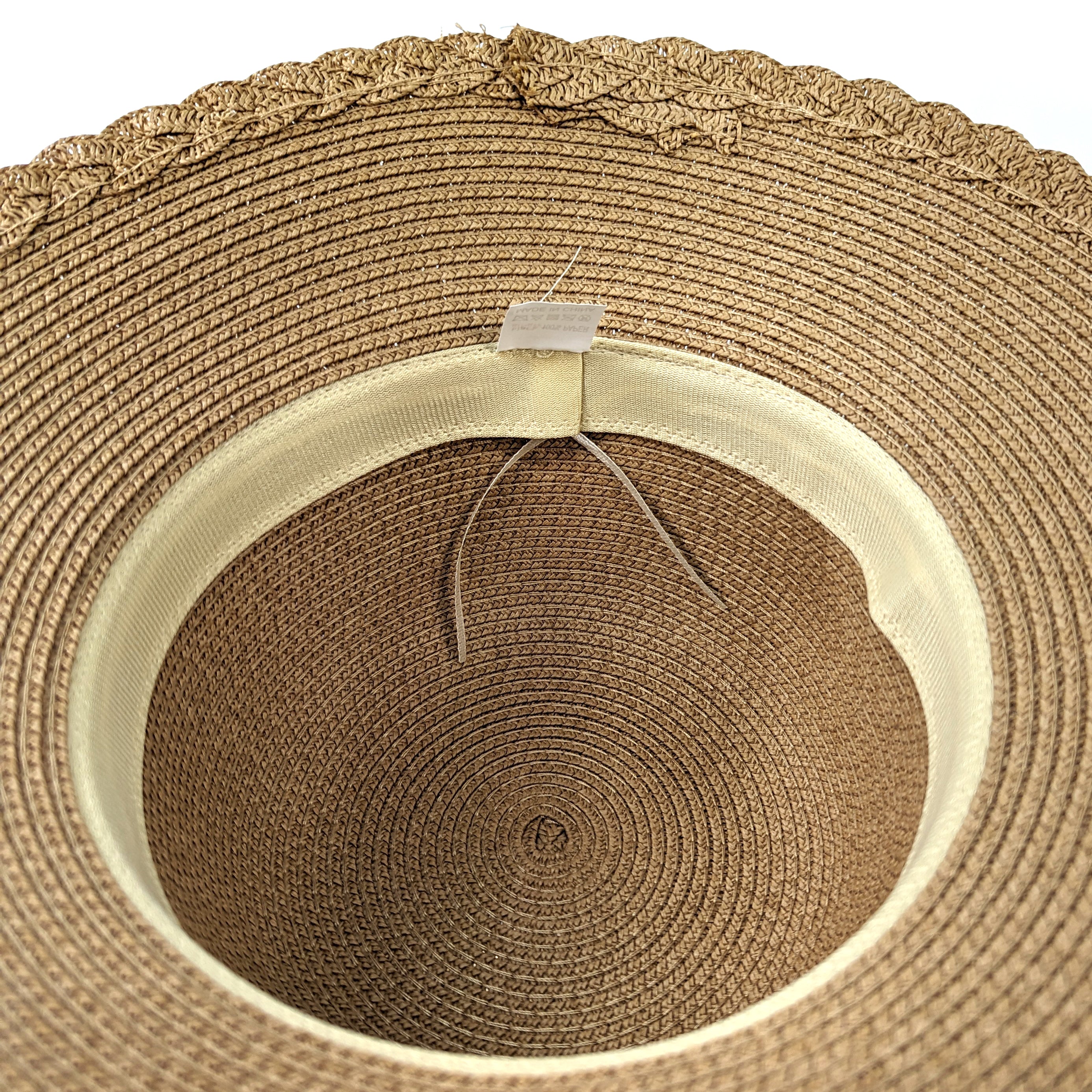 Chapeau Pliable Style Cloche à Bord Tressé - Naturel Foncé