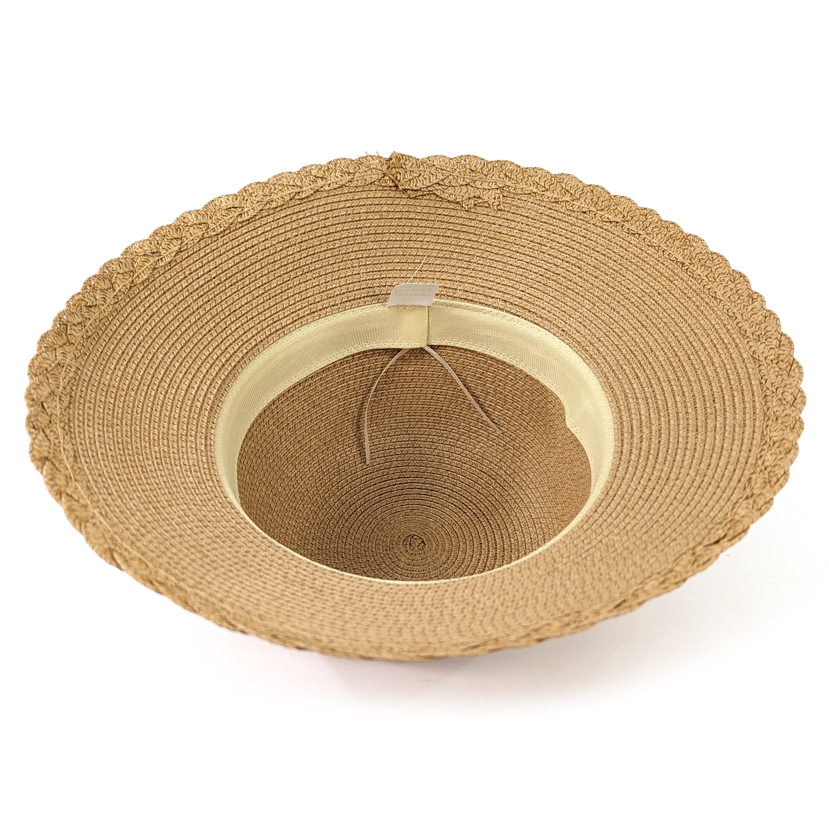 Chapeau Pliable Style Cloche à Bord Tressé - Naturel Foncé