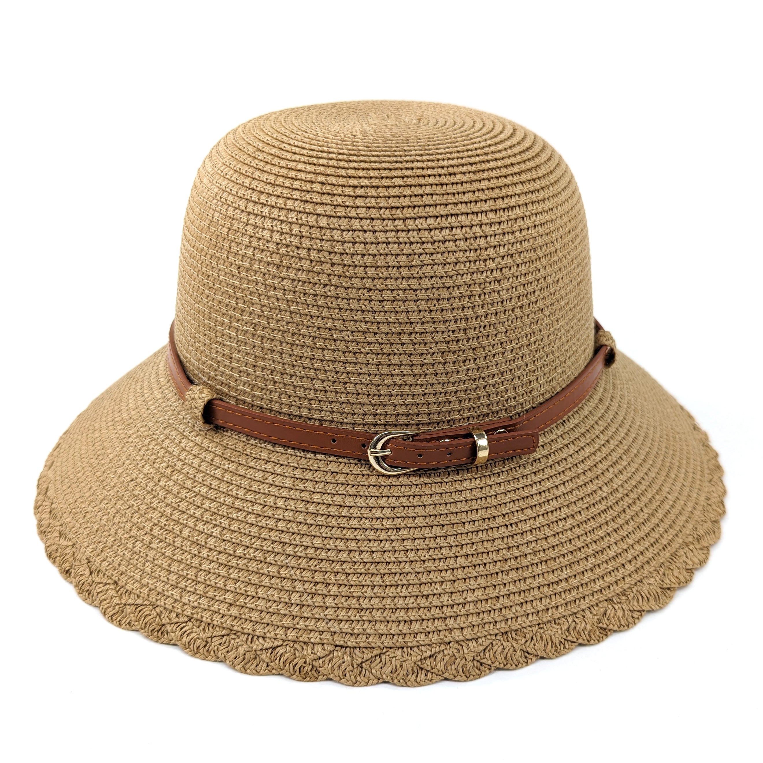 Chapeau Pliable Style Cloche à Bord Tressé - Naturel Foncé