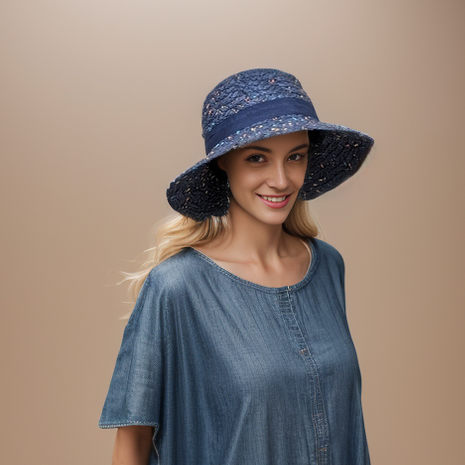 Chapeau Pliable Cloche Confetti - Bleu Foncé