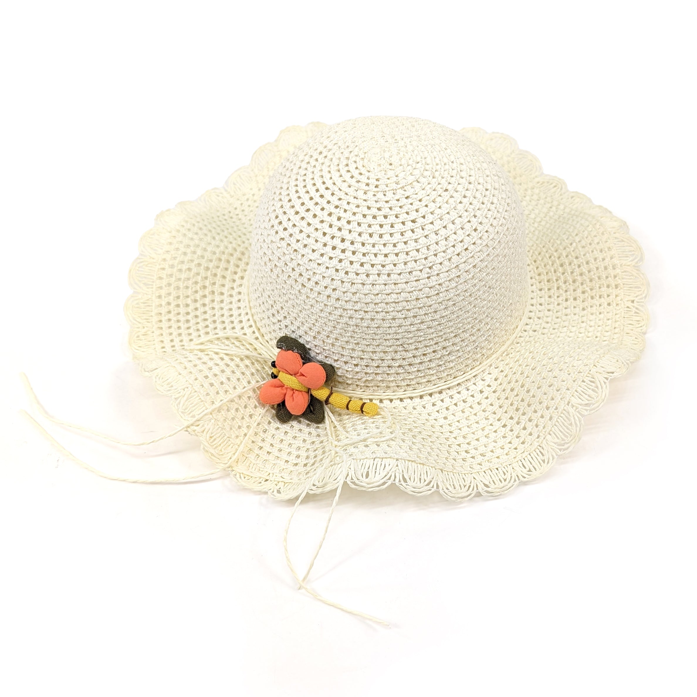 Chapeau pliable de style crochet pour enfants - Libellule crème