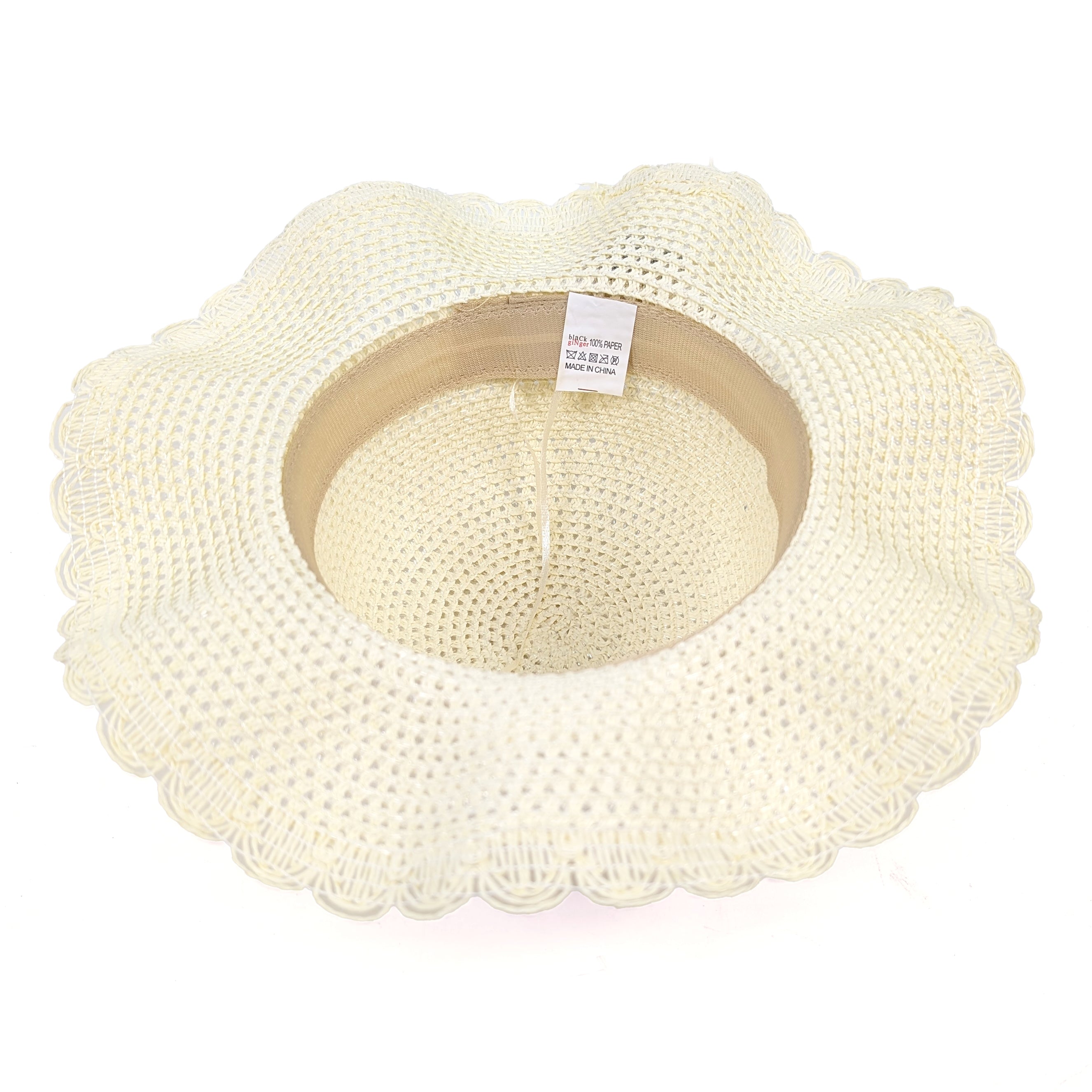 Childrens Crochet Style Foldable Hat - Cream Dragonfly