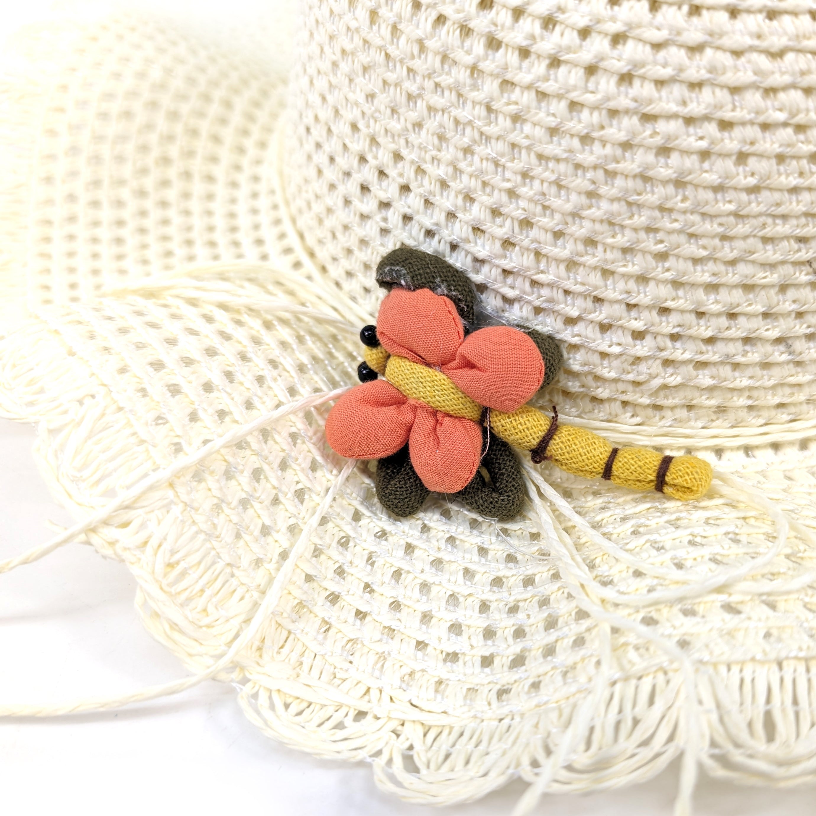 Chapeau pliable de style crochet pour enfants - Libellule crème