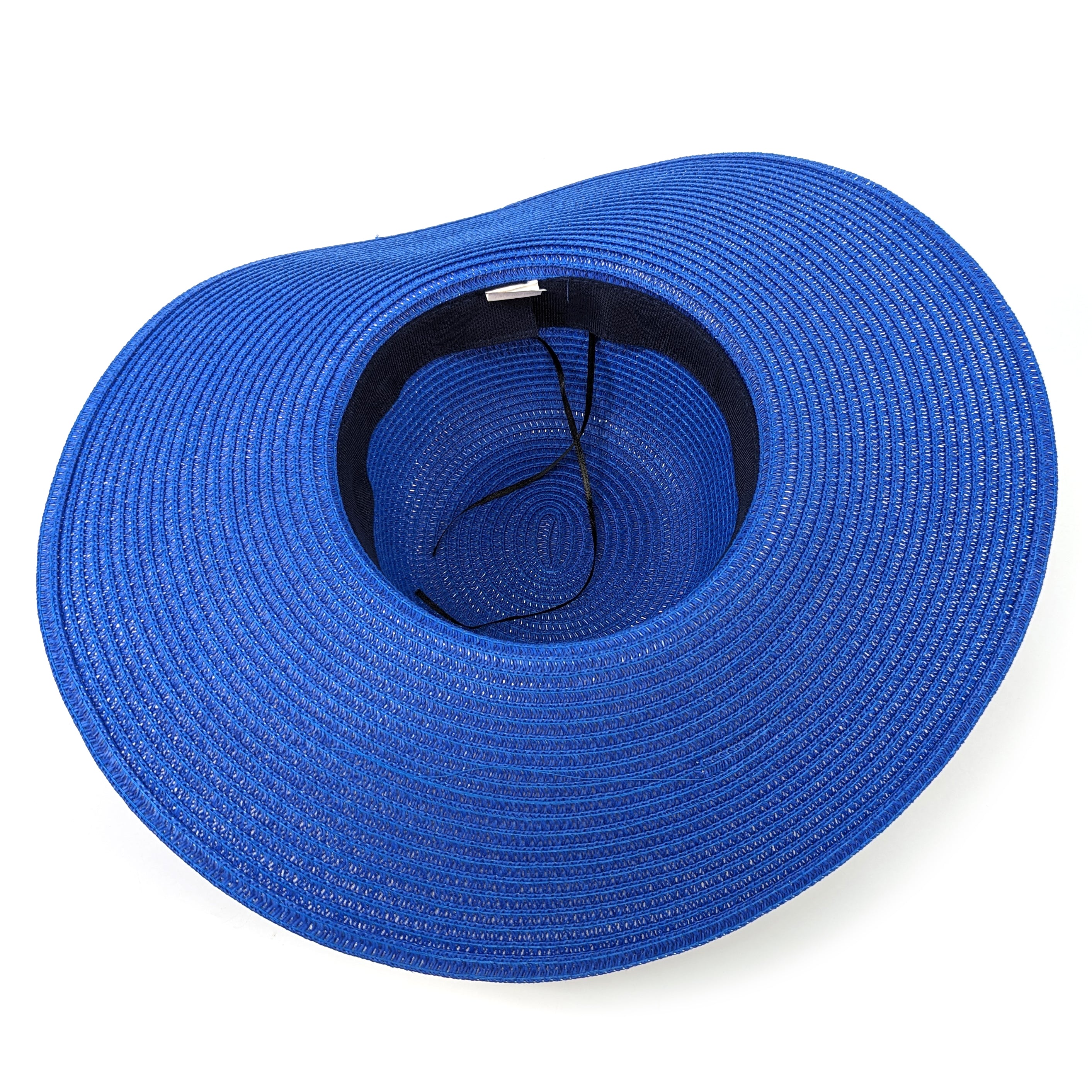 Chapeau pliable à large bord brillant et audacieux - Bleu azur