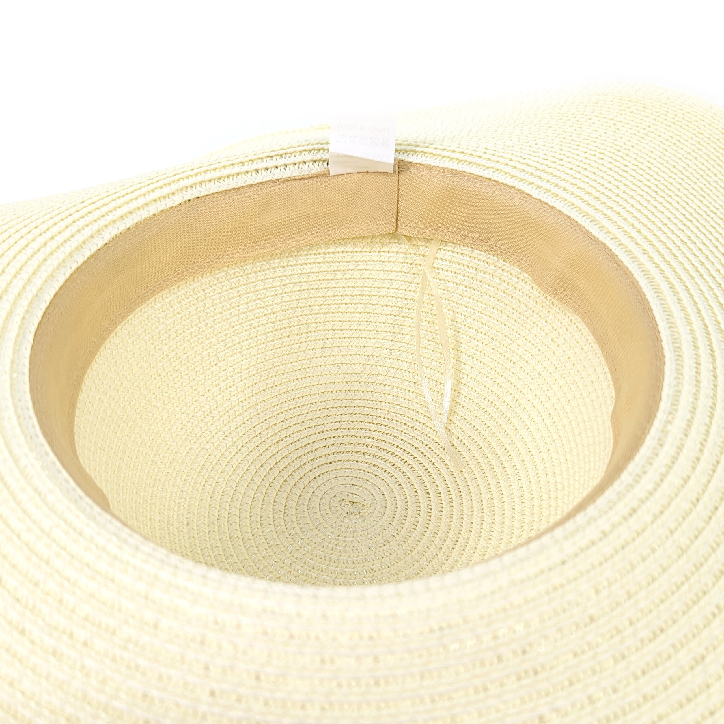 Crochet Band Wide Brim Foldable Hat - White