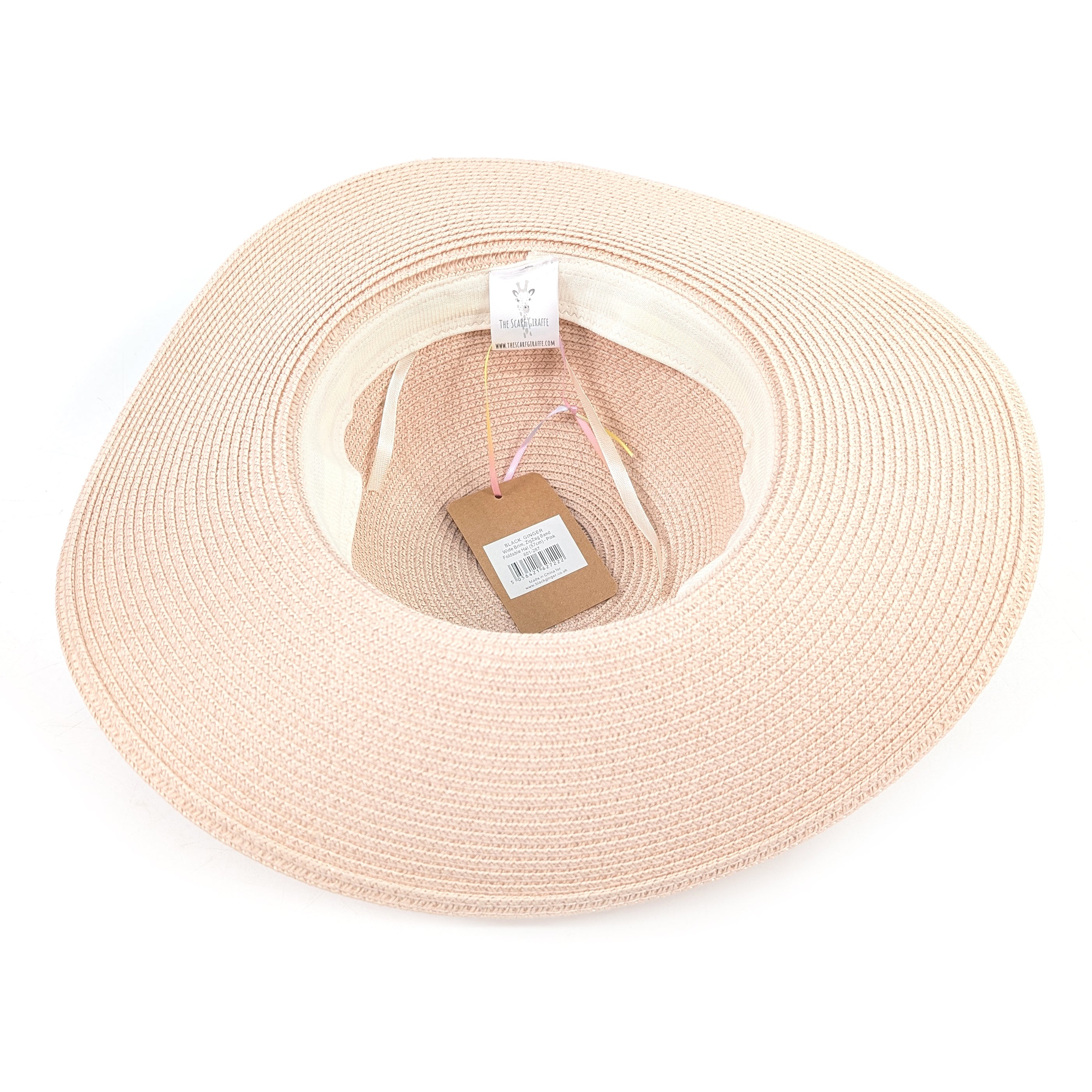 Wide Brim, ZigZag Band Foldable Hat (57cm) - Pink