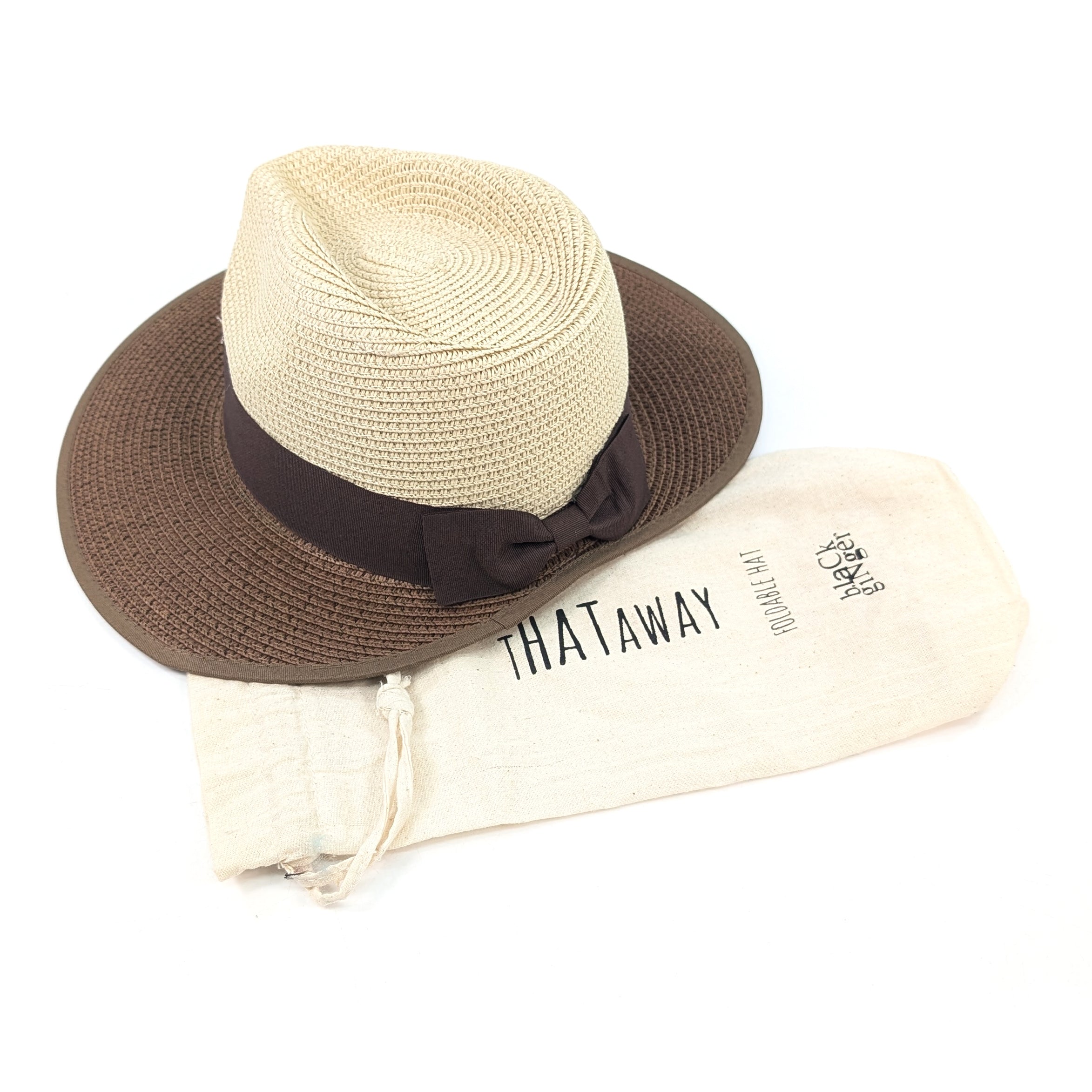 Open Back Panama Foldable Hat (57cm) - Natural/Chocolate