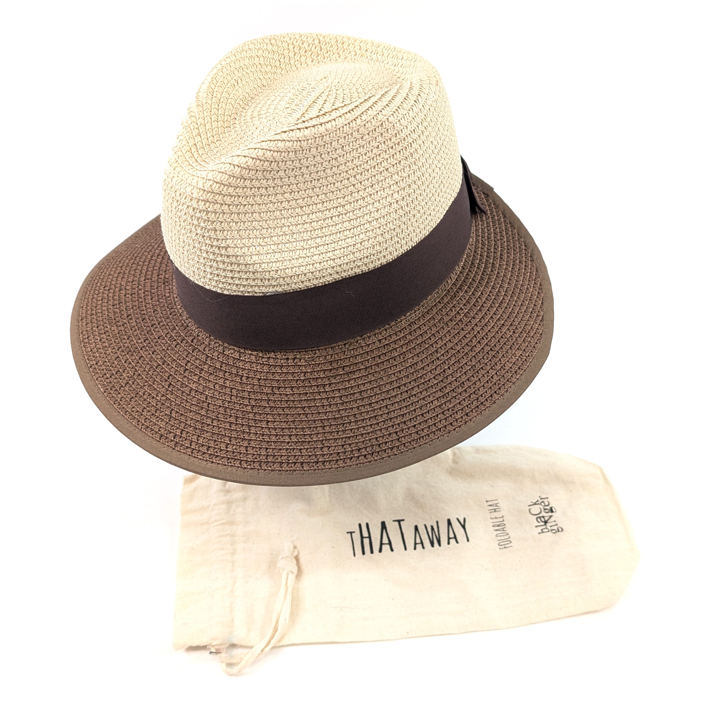 Open Back Panama Foldable Hat (57cm) - Natural/Chocolate