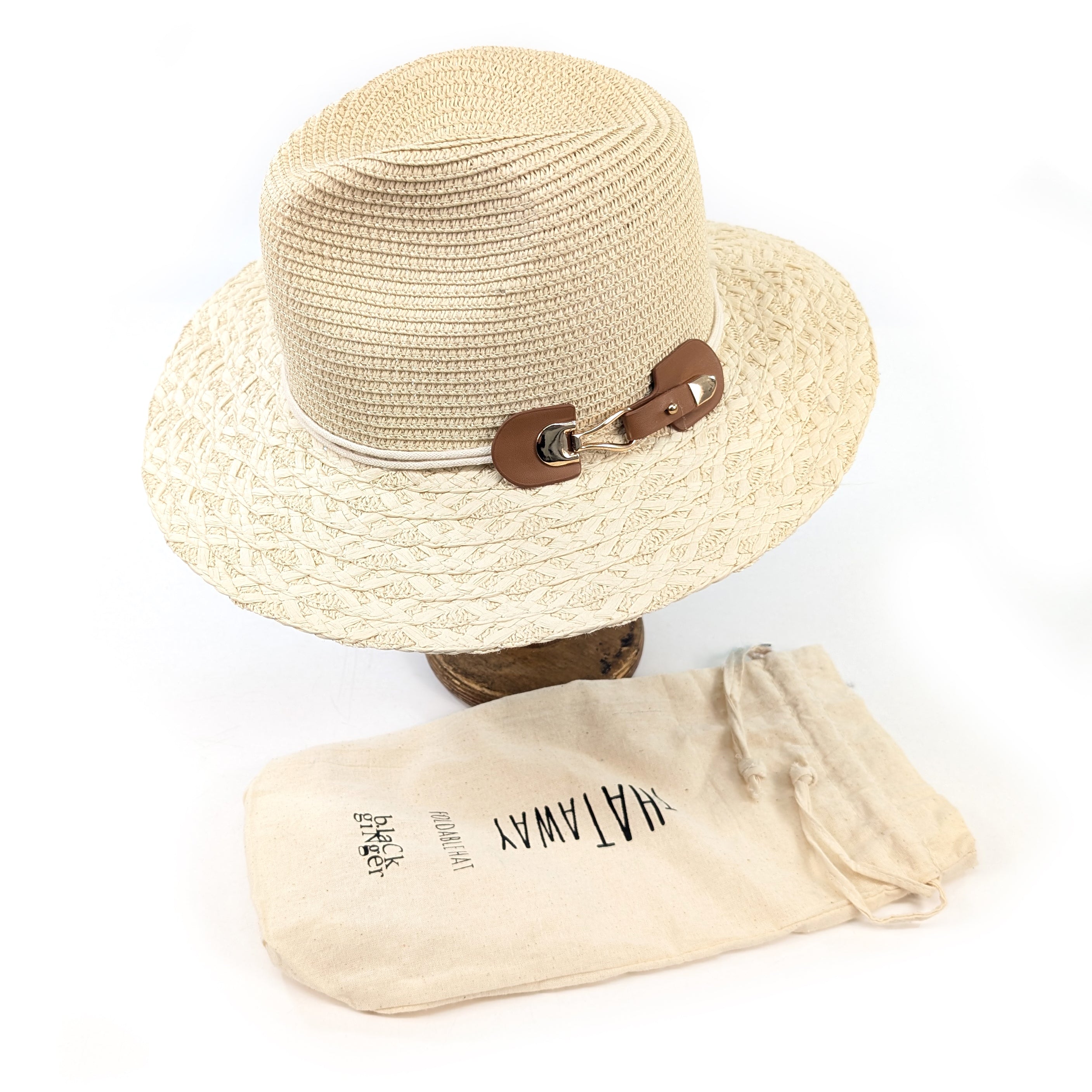 Plaited Brim Panama Foldable Hat (57cm) -Natural Cream