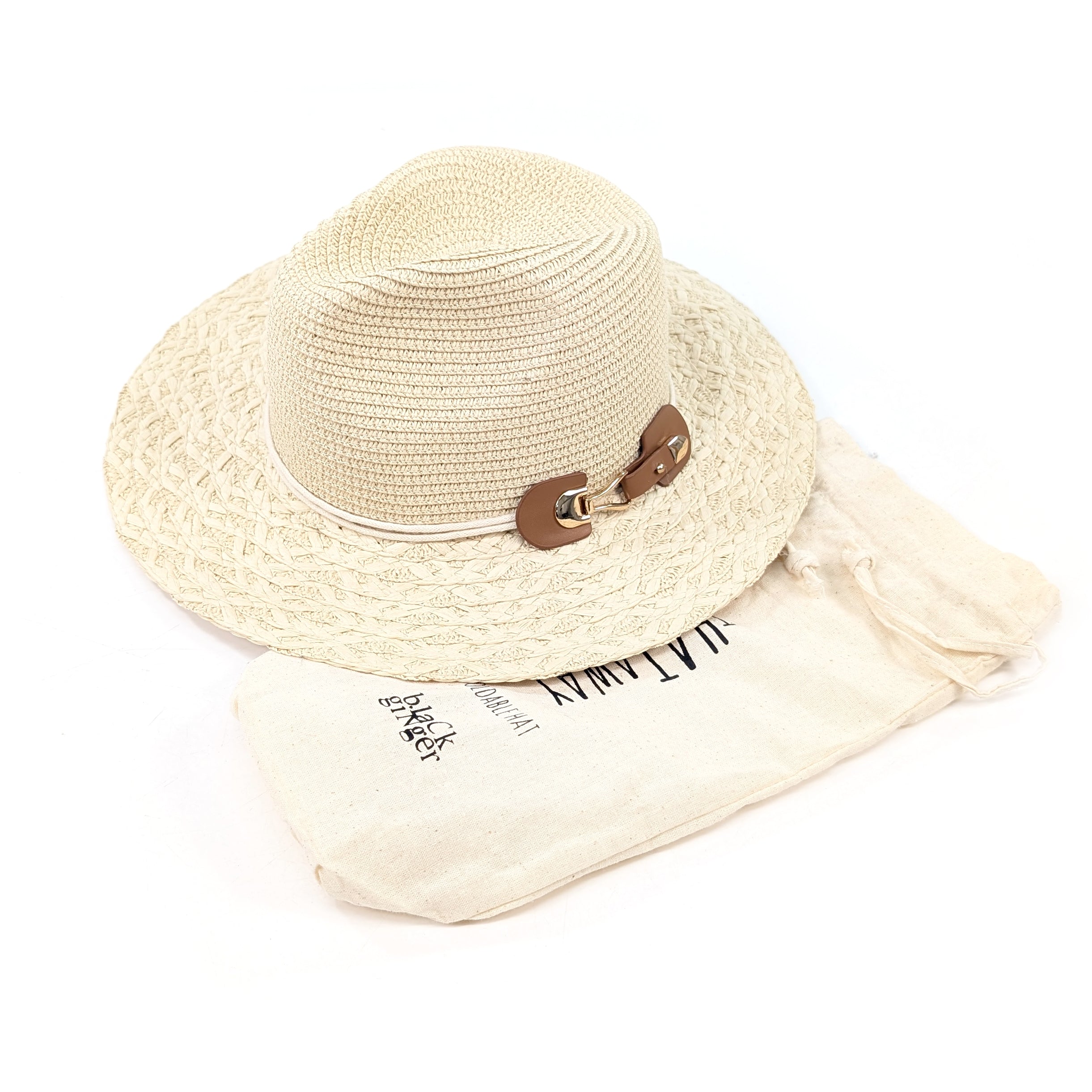 Plaited Brim Panama Foldable Hat (57cm) -Natural Cream