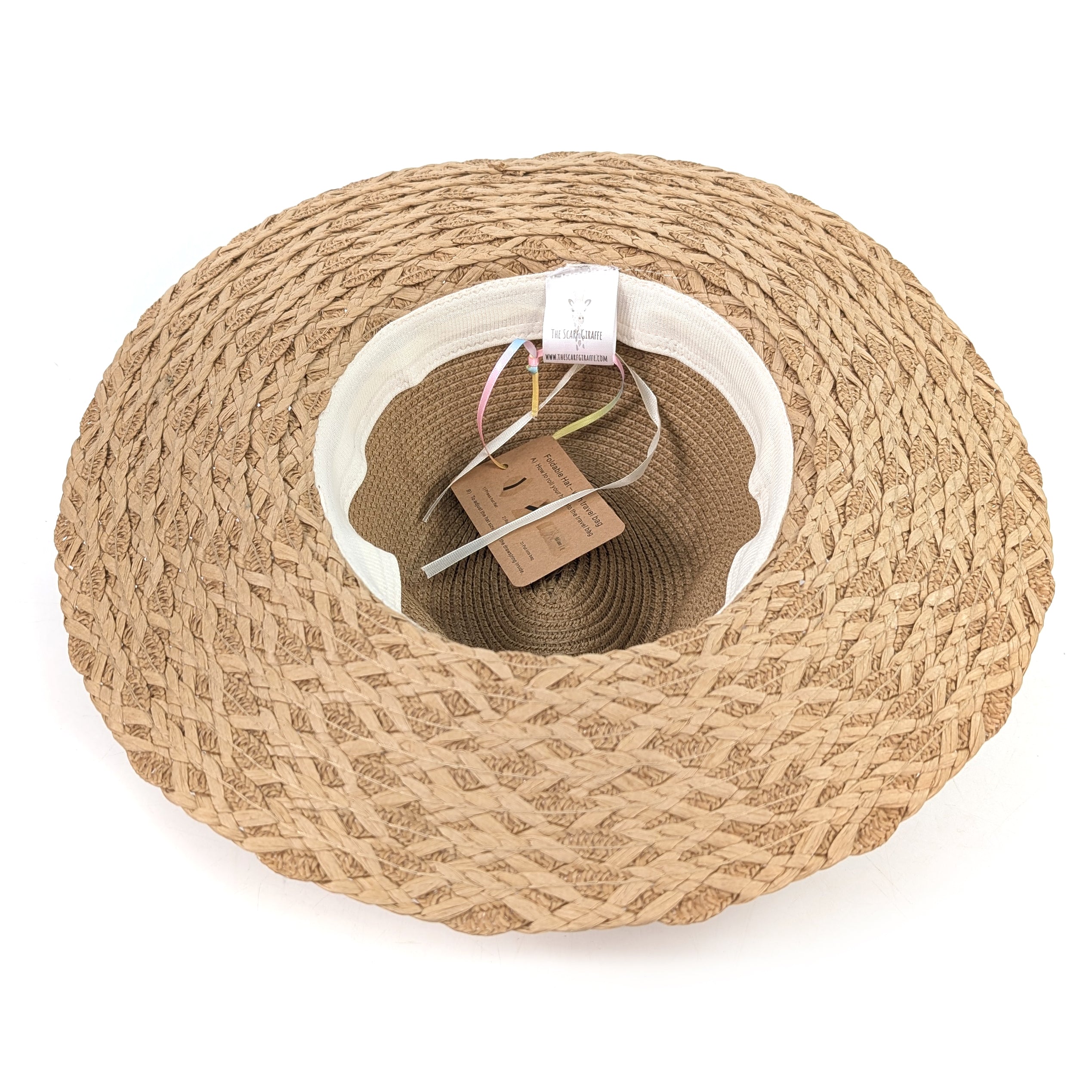 Plaited Brim Panama Foldable Hat (57cm) -Dark Natural