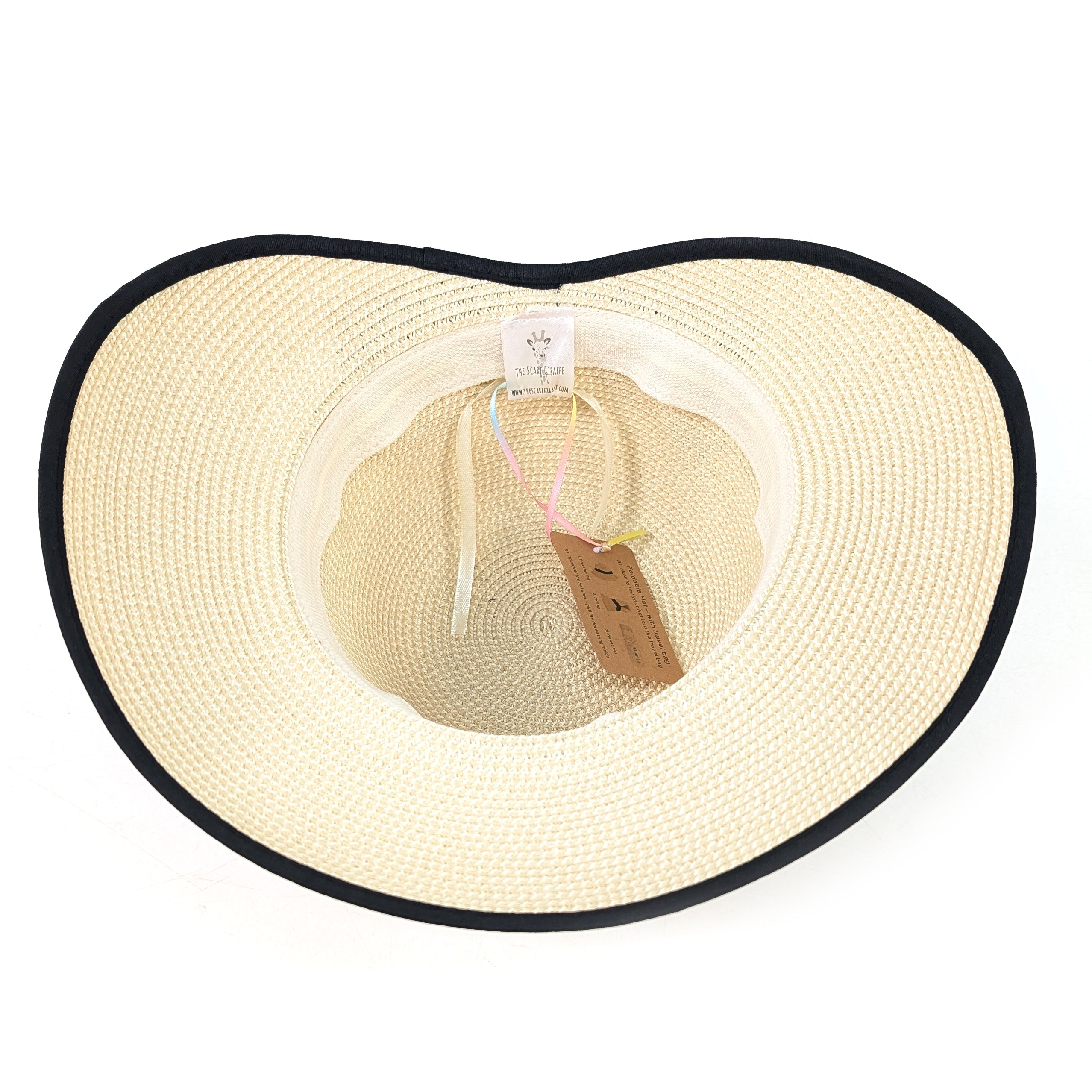 Open Back Bow Foldable Hat (57cm) - Natural Cream