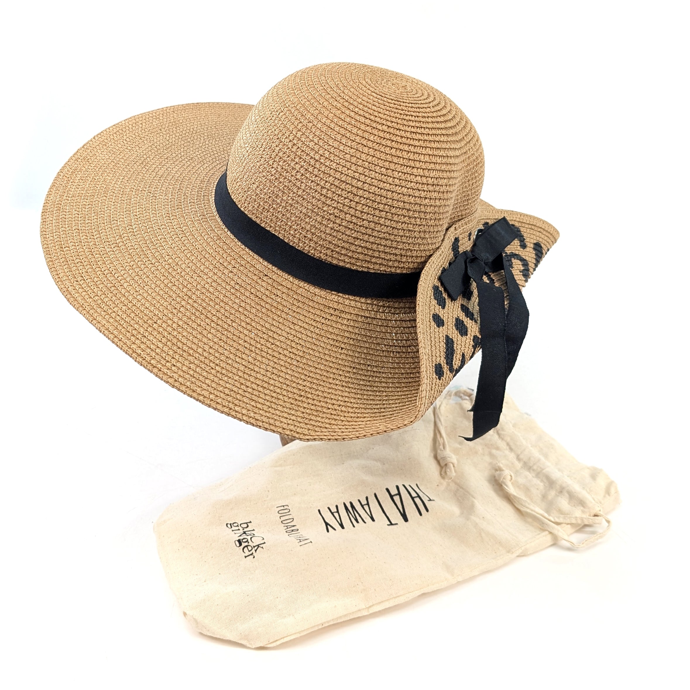 Fold Up Animal Print Foldable Hat (57cm)- Dark Natural