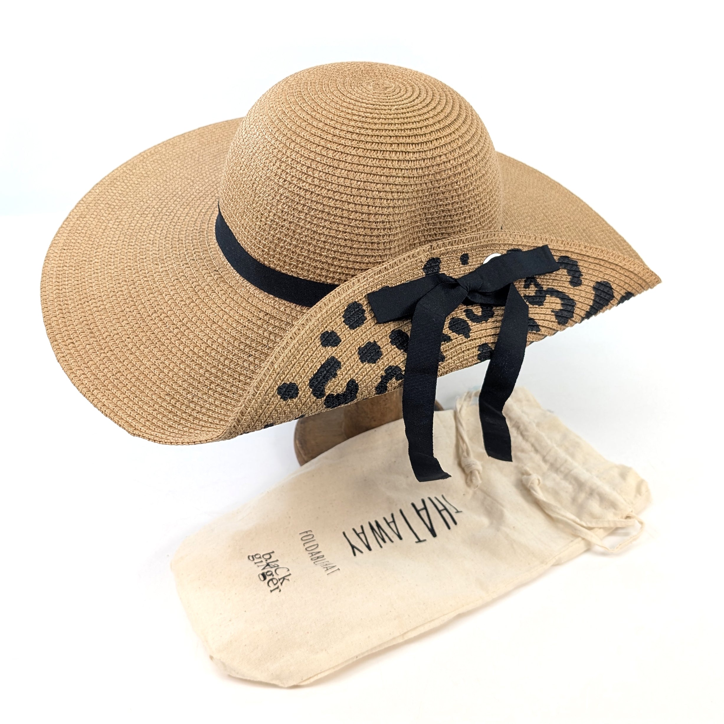 Fold Up Animal Print Foldable Hat (57cm)- Dark Natural