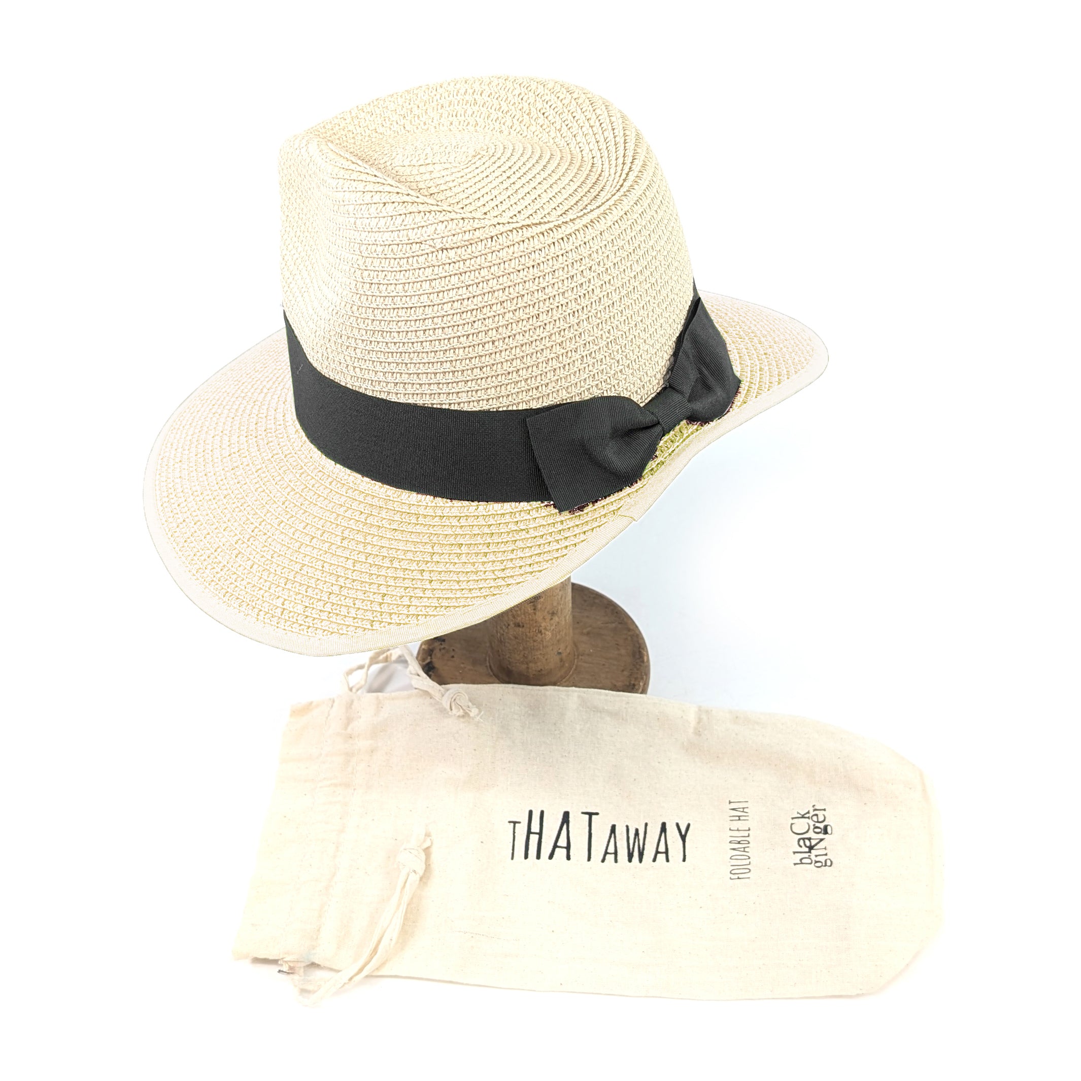 Open Back Panama Foldable Hat (57cm) - Natural