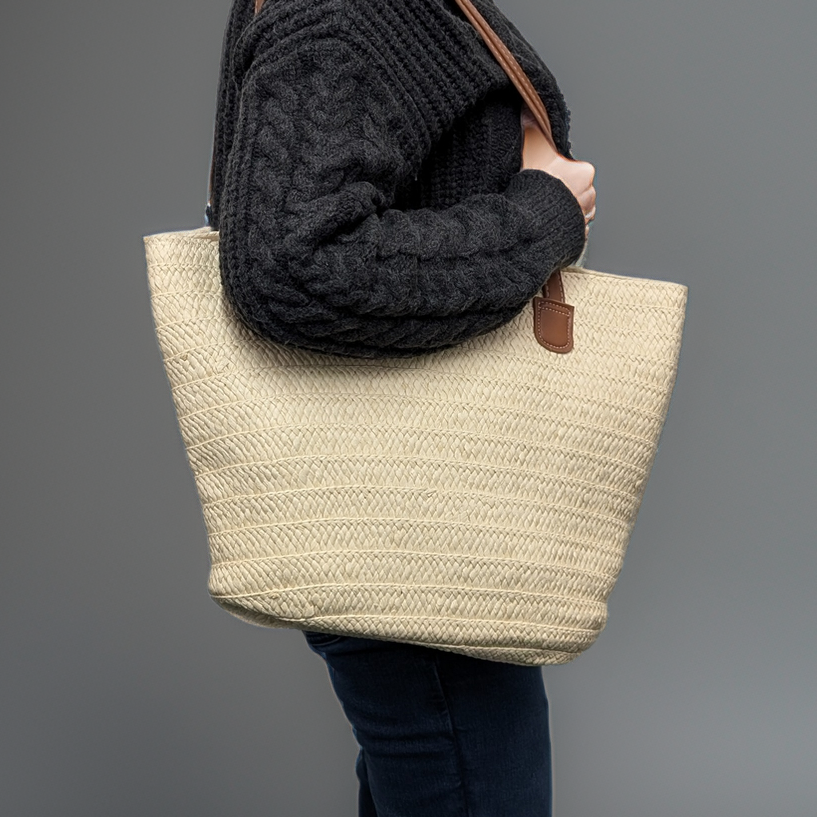 Straw Style Shoulder Bag - Natural