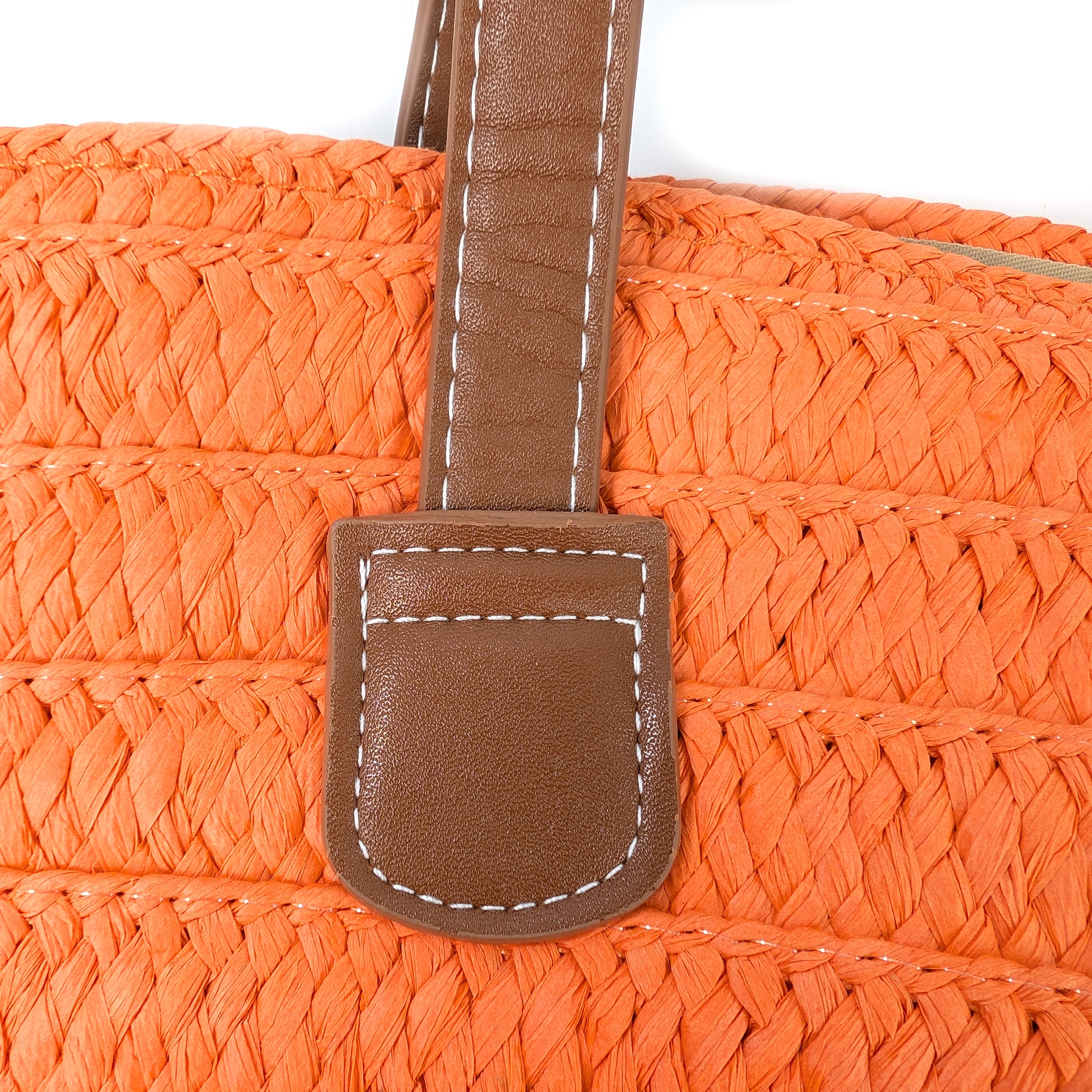 Straw Style Shoulder Bag - Bright Orange