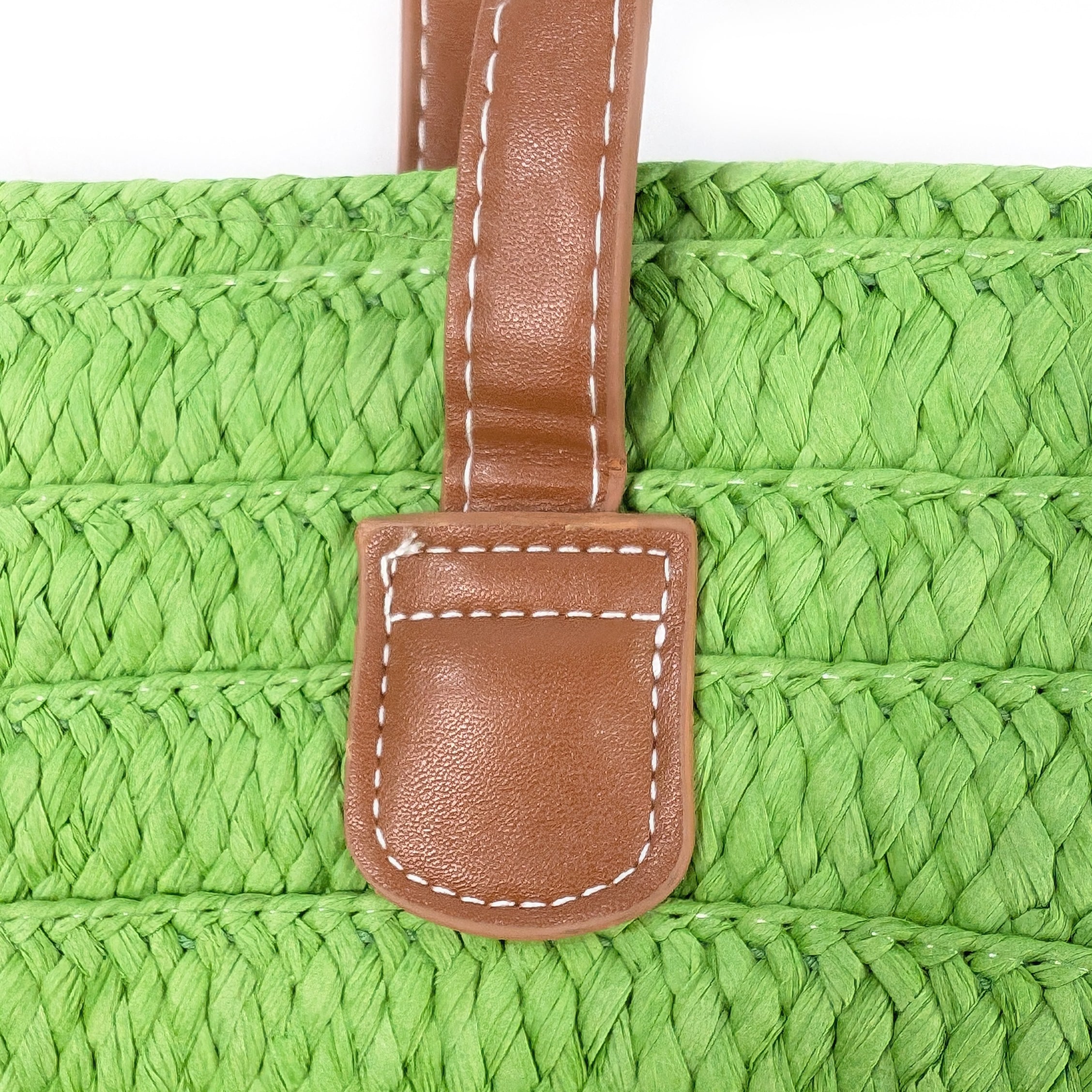 Straw Style Shoulder Bag - Bright Green