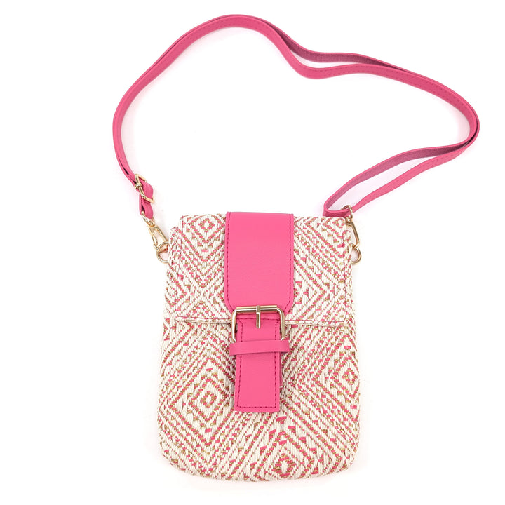 Aztec Buckle Crossbody Bag - Pink