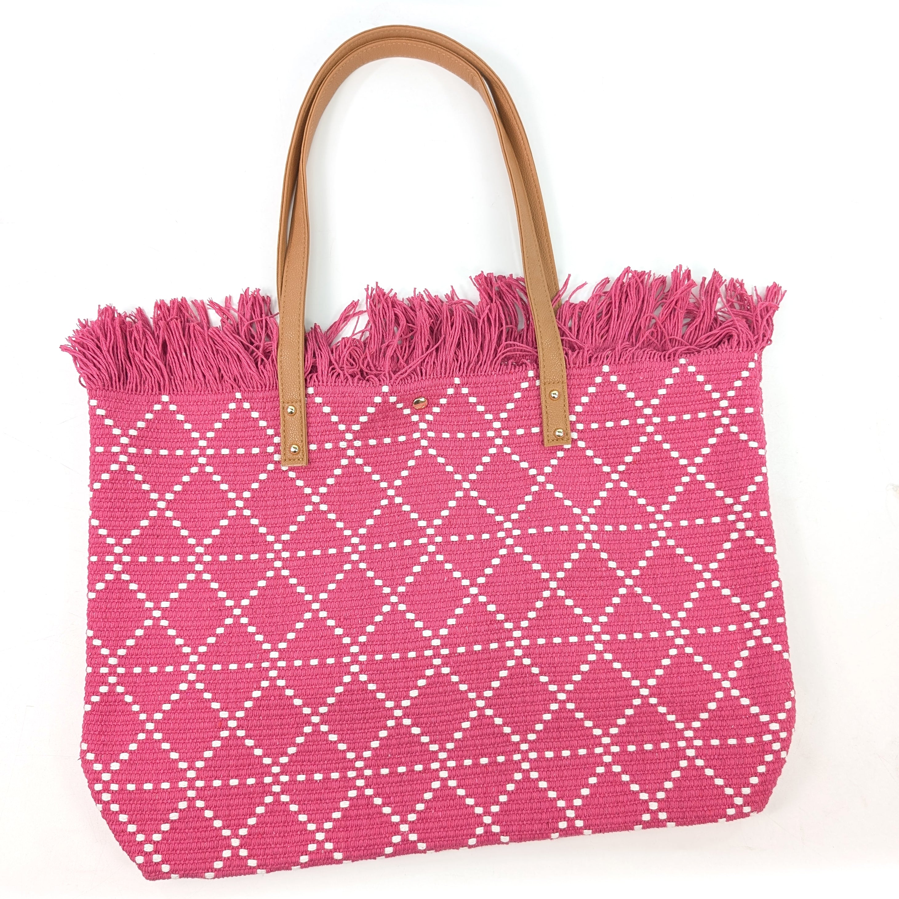 Large Tasseled Tote Bag - Pink