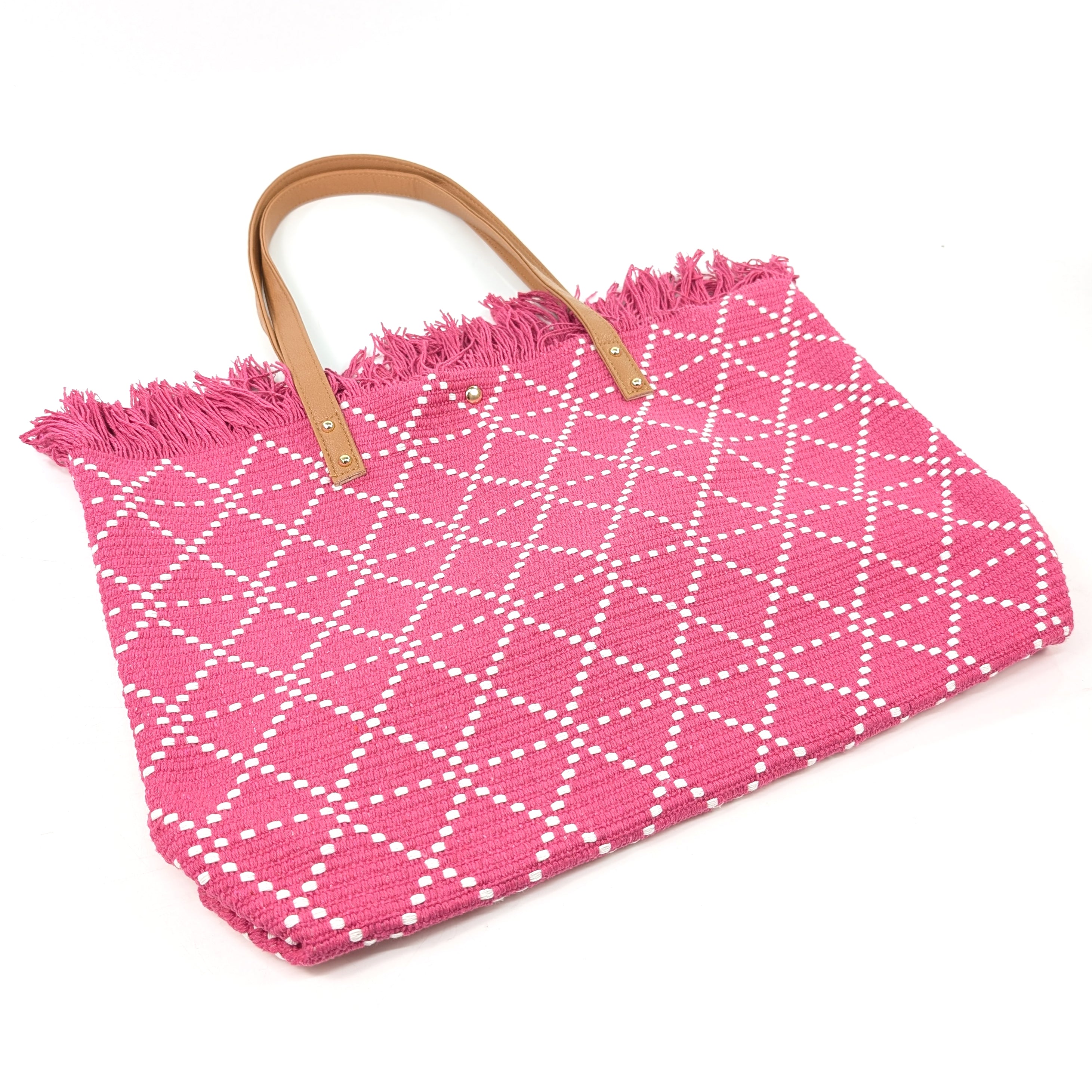 Large Tasseled Tote Bag - Pink