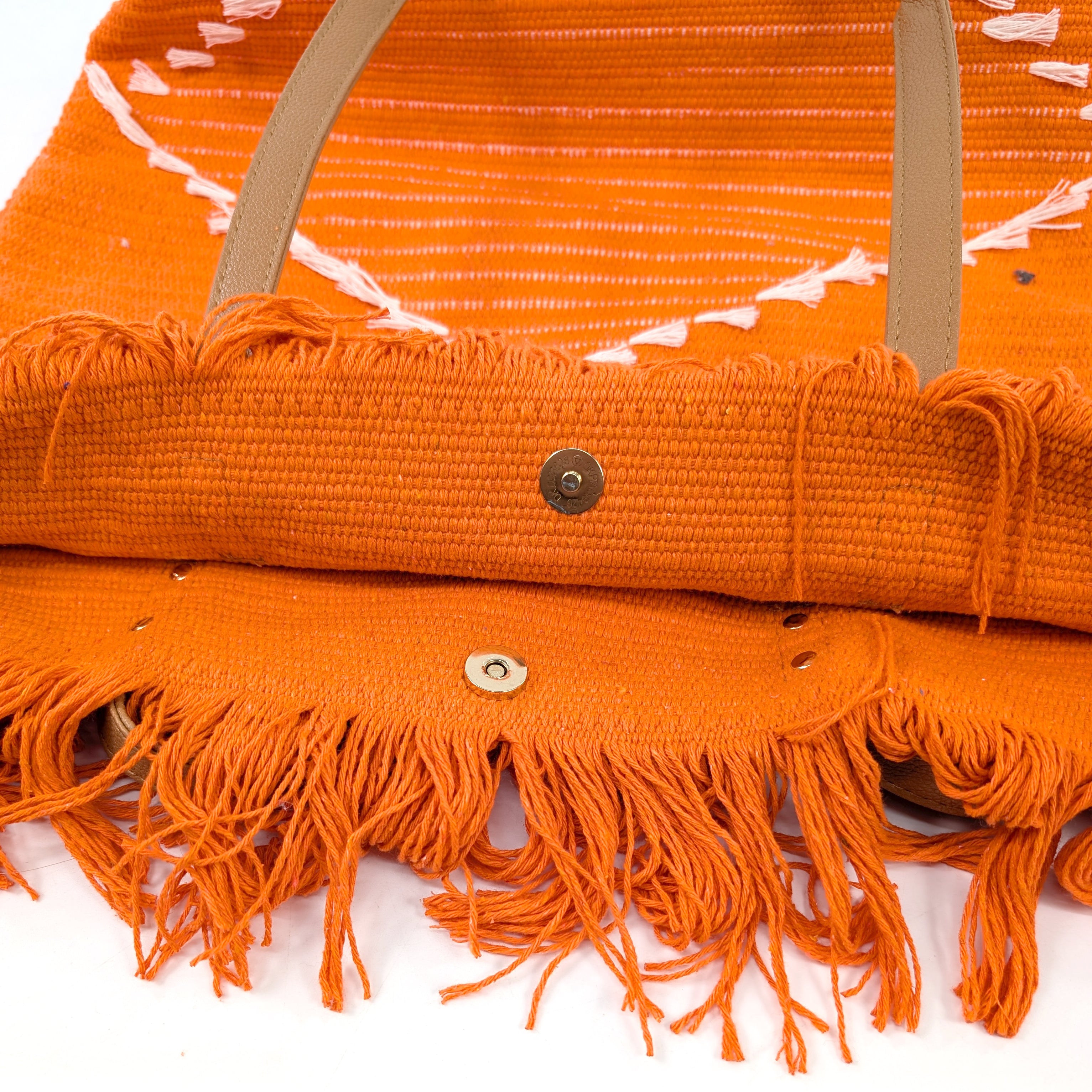 Large Tasseled Tote Bag - Orange