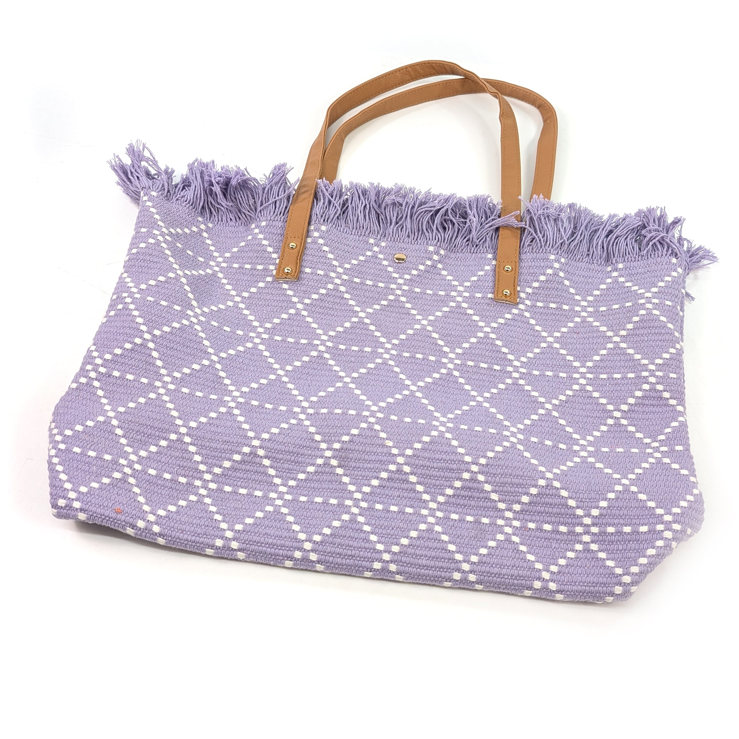 Large Tasseled Tote Bag - Lilac