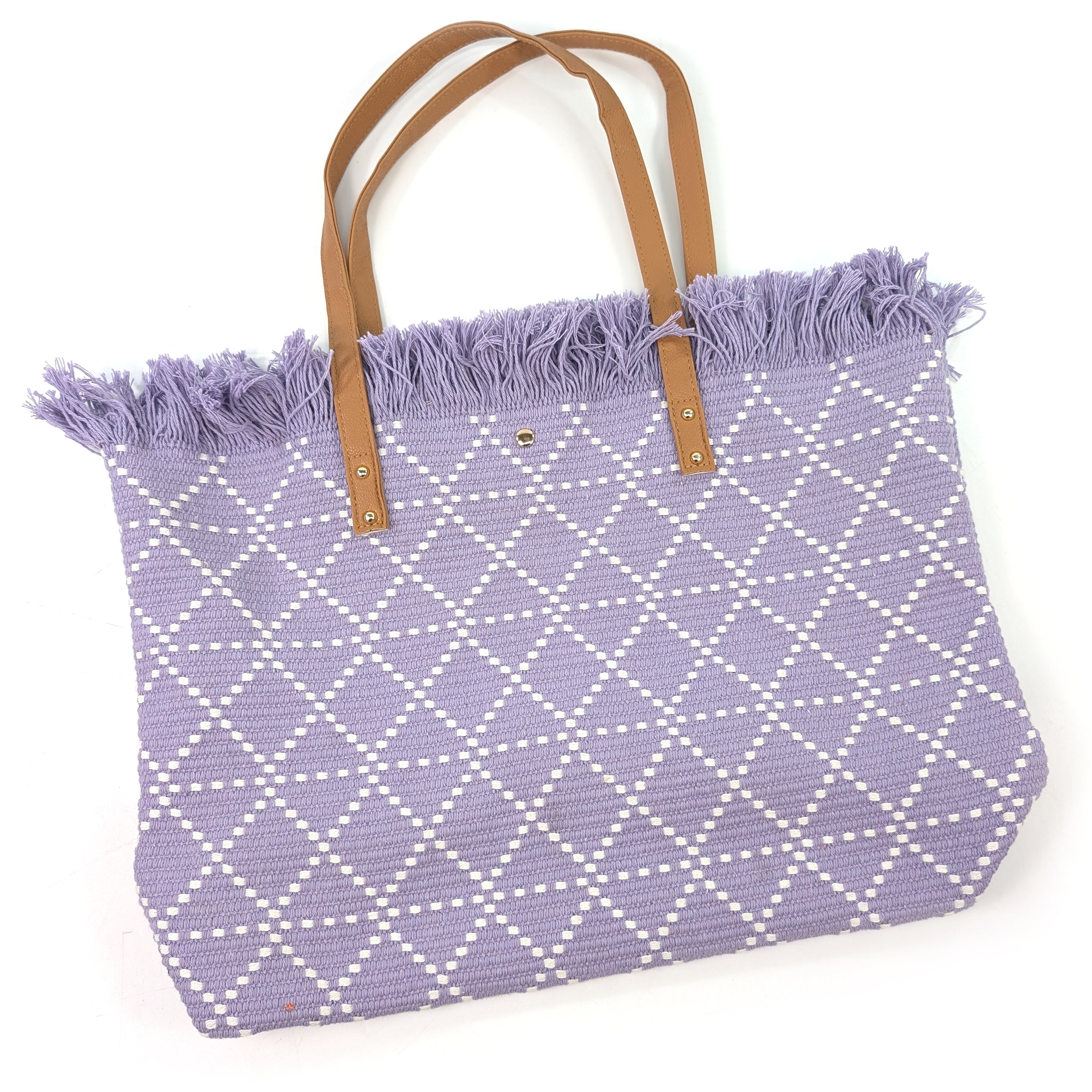 Large Tasseled Tote Bag - Lilac