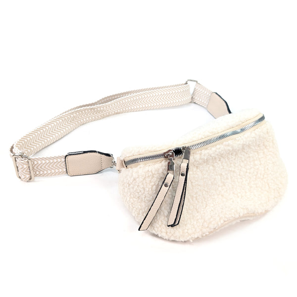 Crossbody Sling Bag - Teddy Bear - Cream