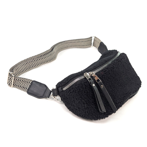 Crossbody Sling Bag - Teddy Bear - Black