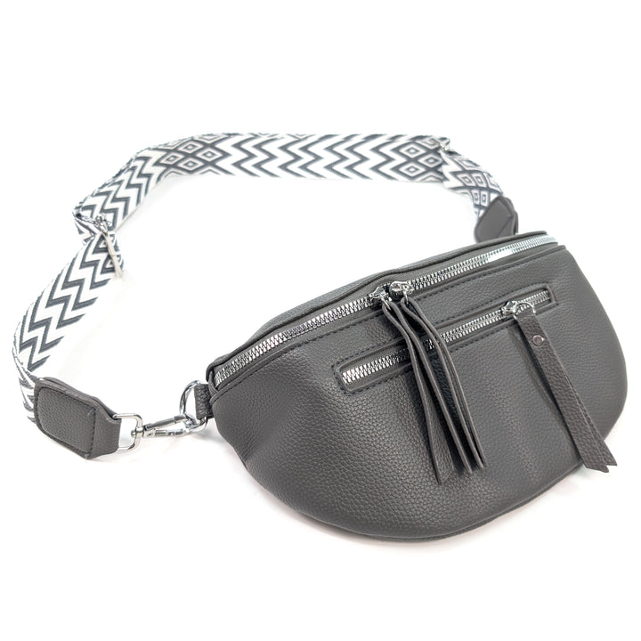 Crossbody Sling Bag - Vegan Leather - Grey