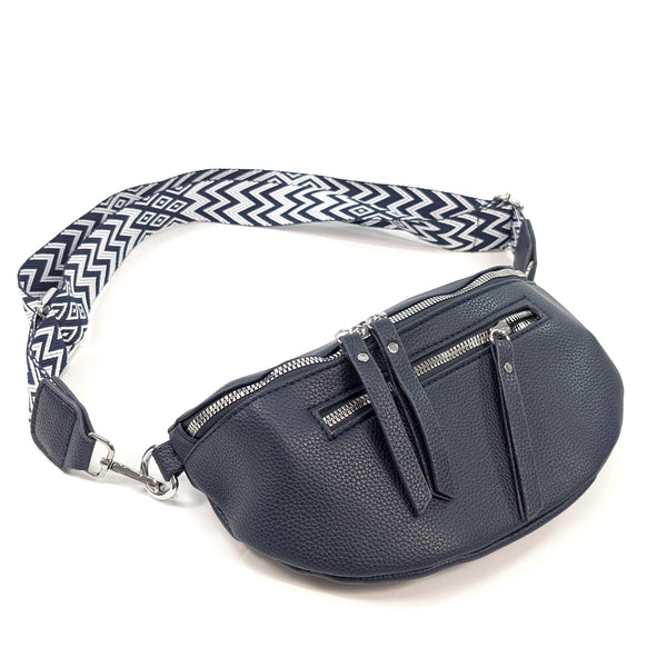 Crossbody Sling Bag - Vegan Leather - Navy Blue