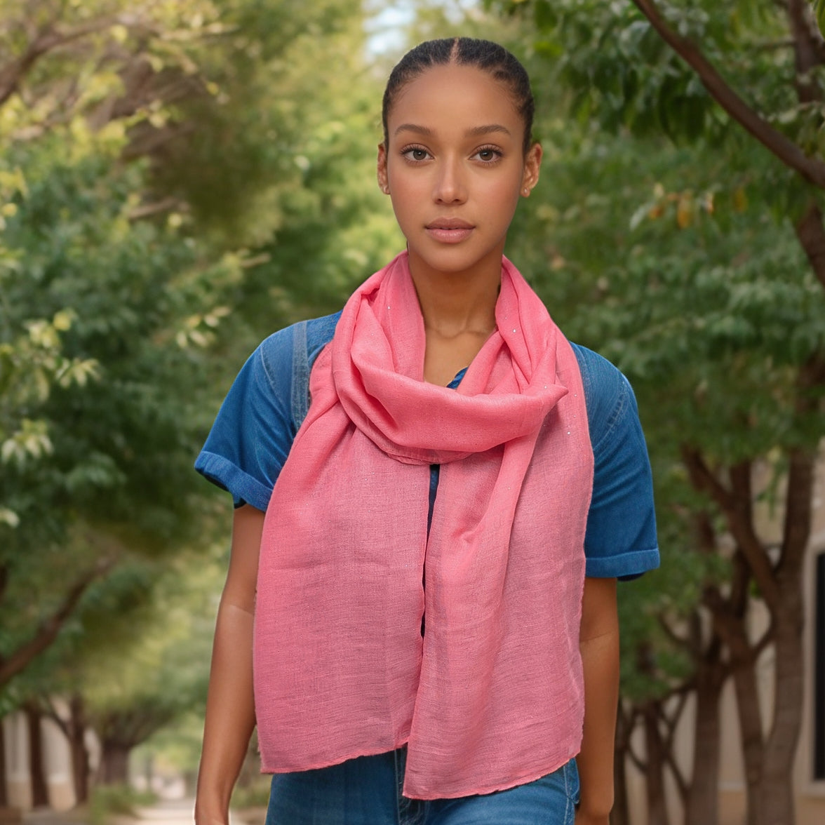 Viano - Sparkle Scarf - Dusky Pink (50x180cm)