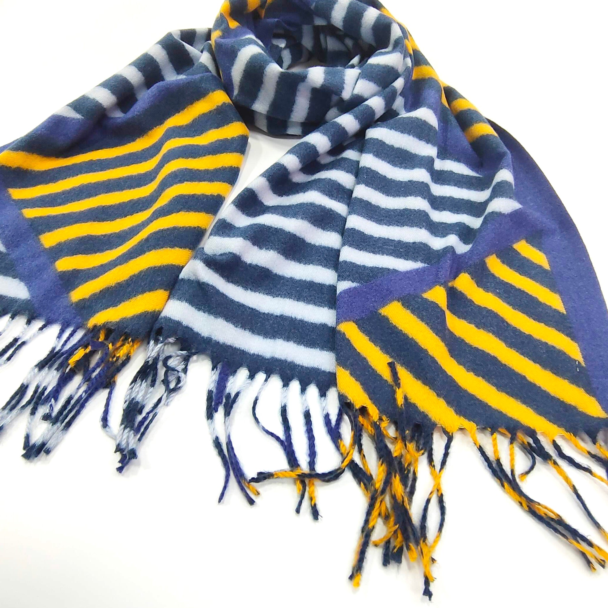 Edson - Angle Lines Thick Scarf - Blue (70x180cm)
