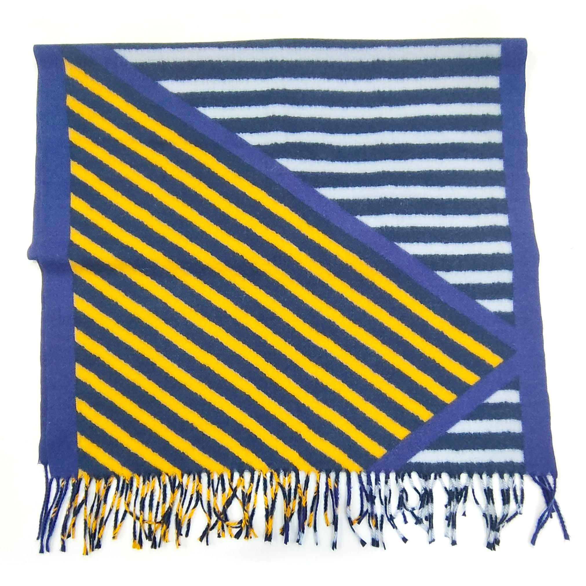 Edson - Angle Lines Thick Scarf - Blue (70x180cm)
