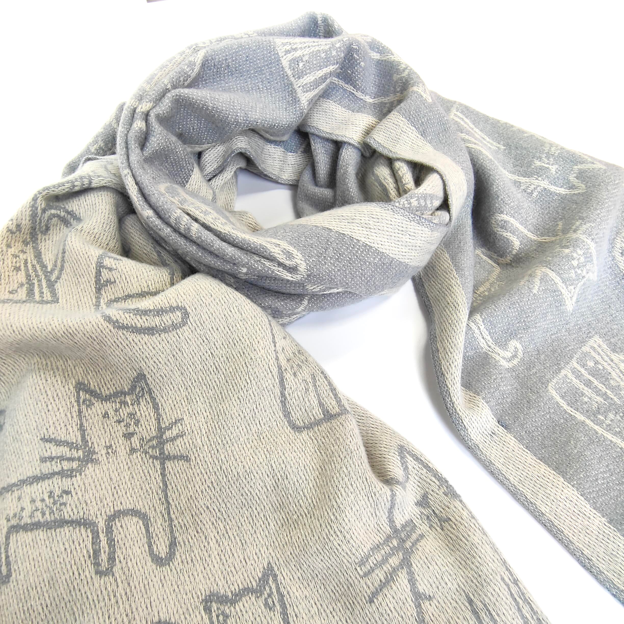 Kitkatla - Cat Pashmina Style Thick Scarf - Silver - (70x180cm)