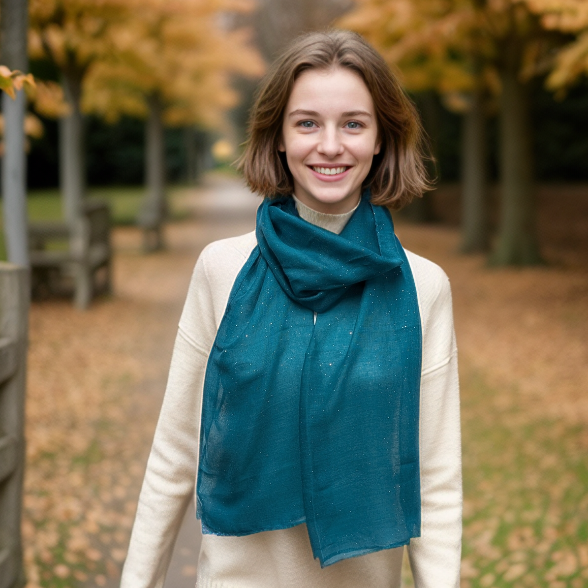 Viano - Sparkle Scarf - Teal Green (50x180cm)