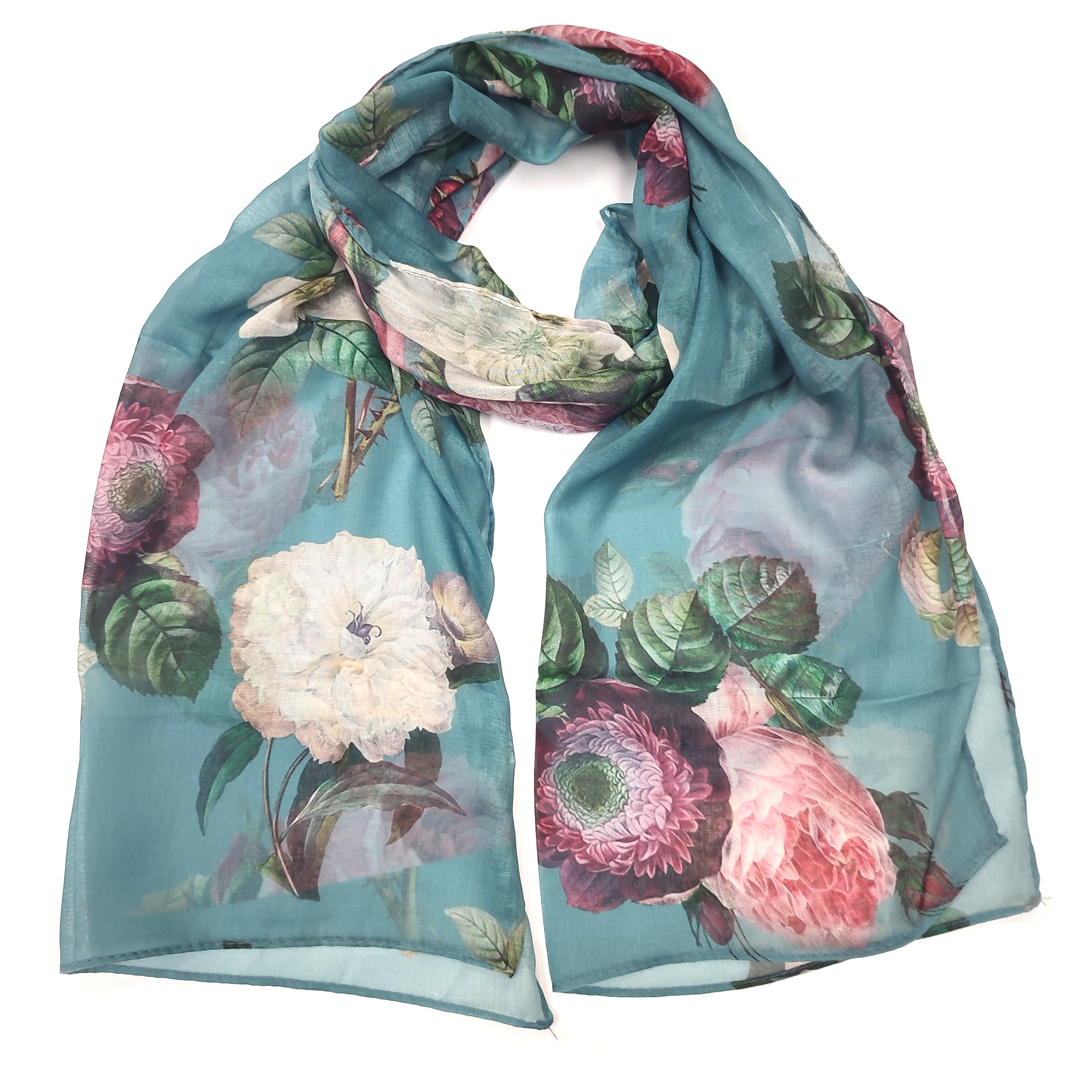 Vintage Roses Scarf - Exclusive Design - Green