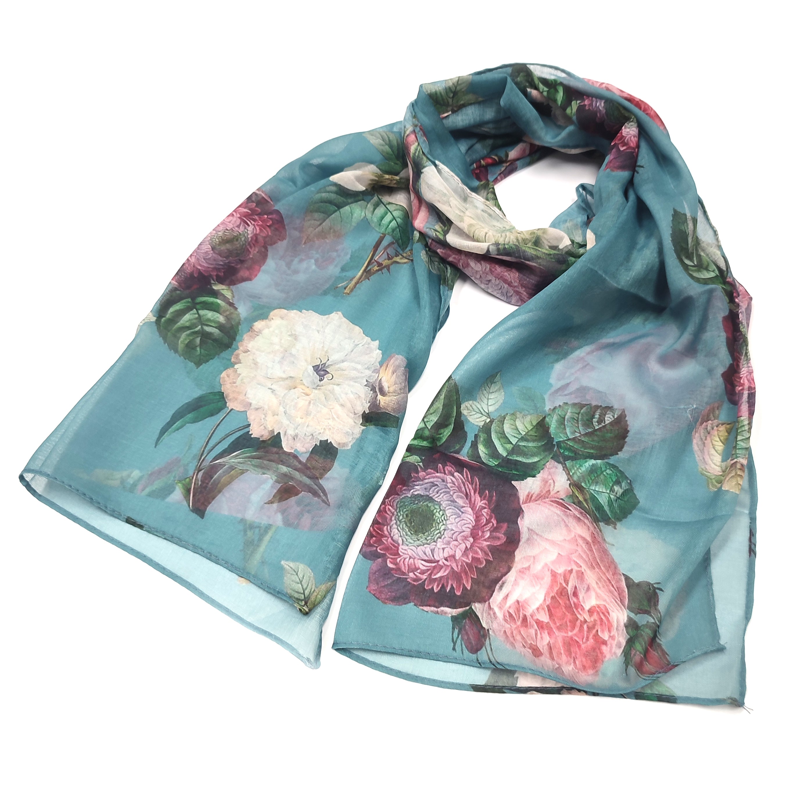 Vintage Roses Scarf - Exclusive Design - Green