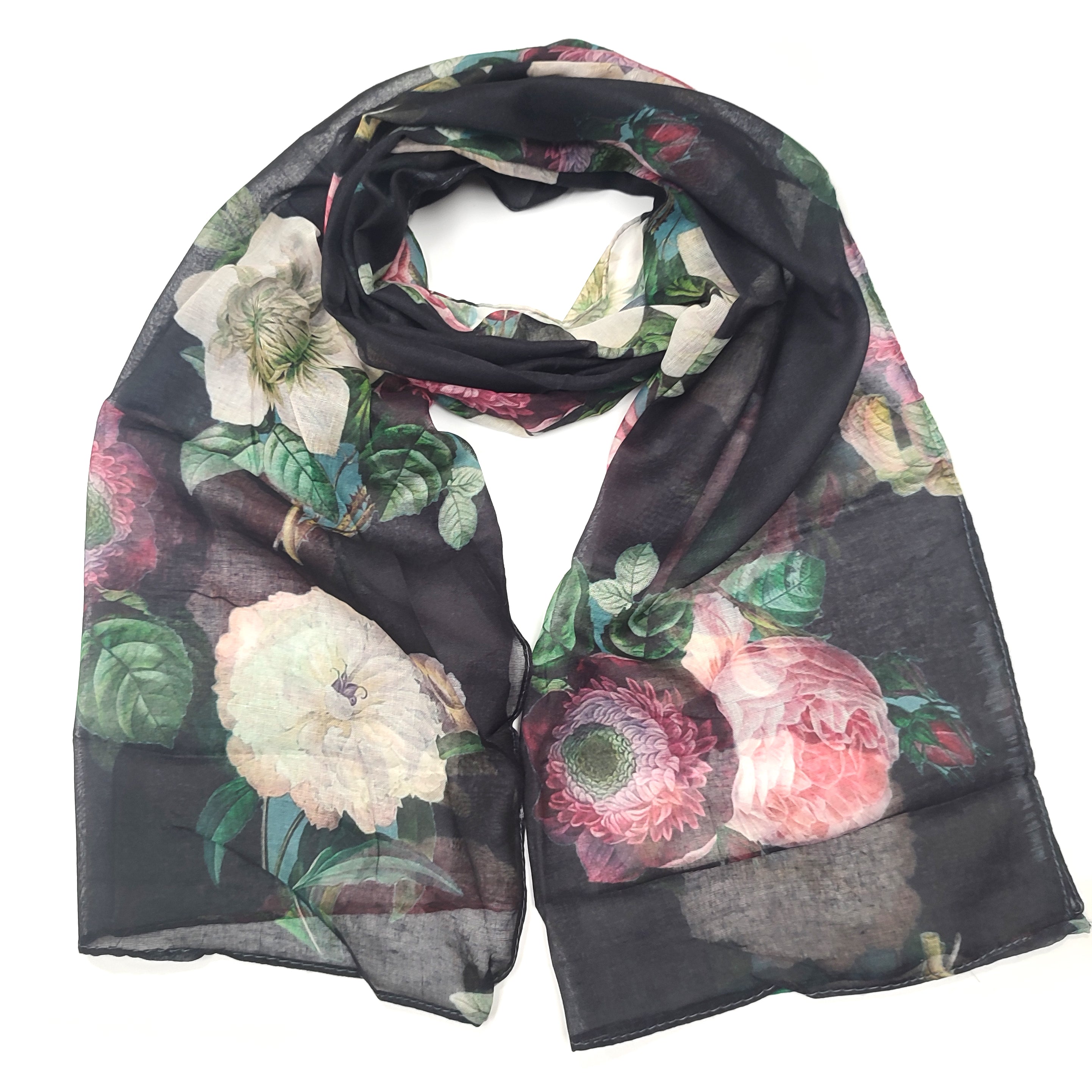 Écharpe de style Pashmina Midnight Jungle - Design exclusif - Sarcelle/Noir