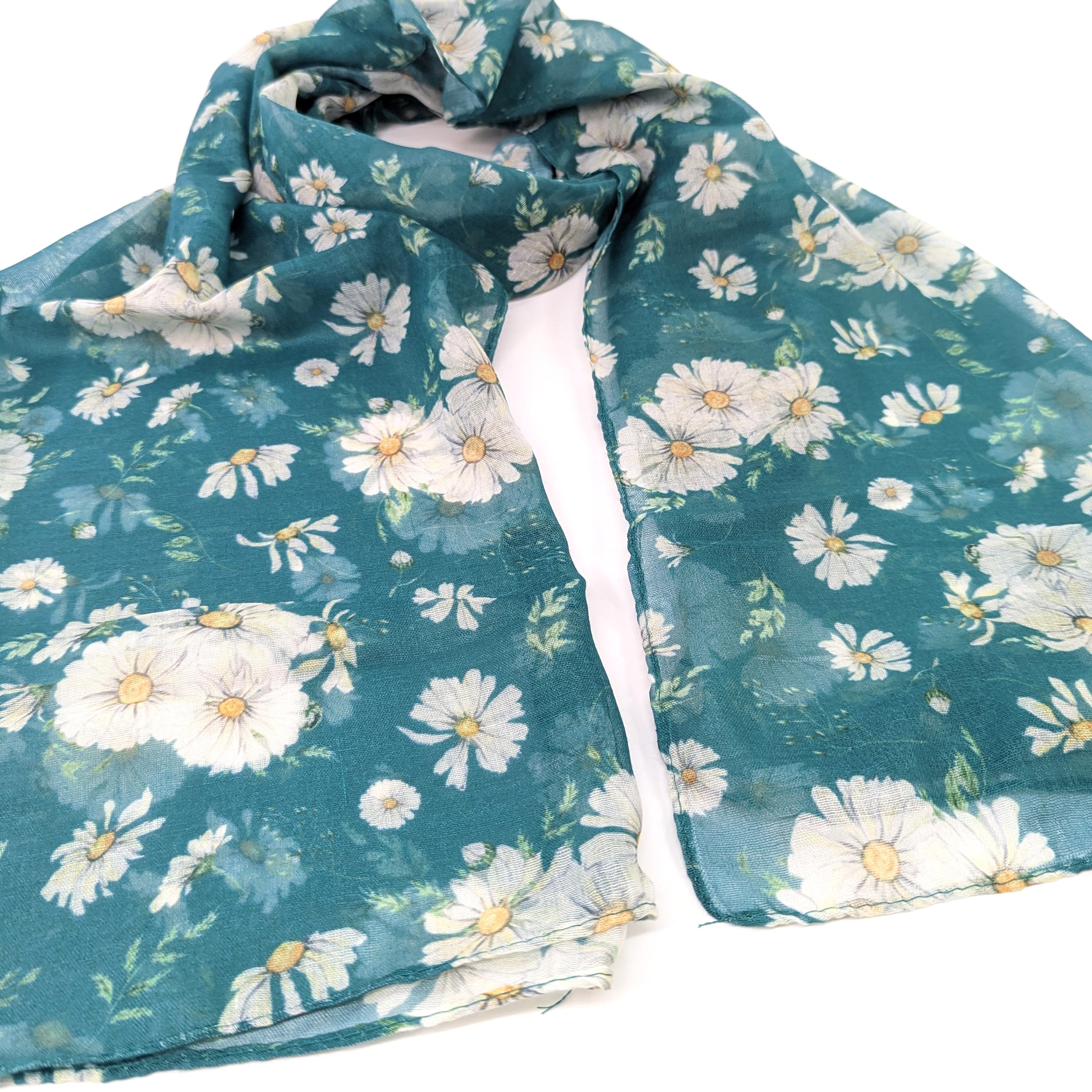 Dainty Daisies Scarf (50x180cm) - Teal - Exclusive Design