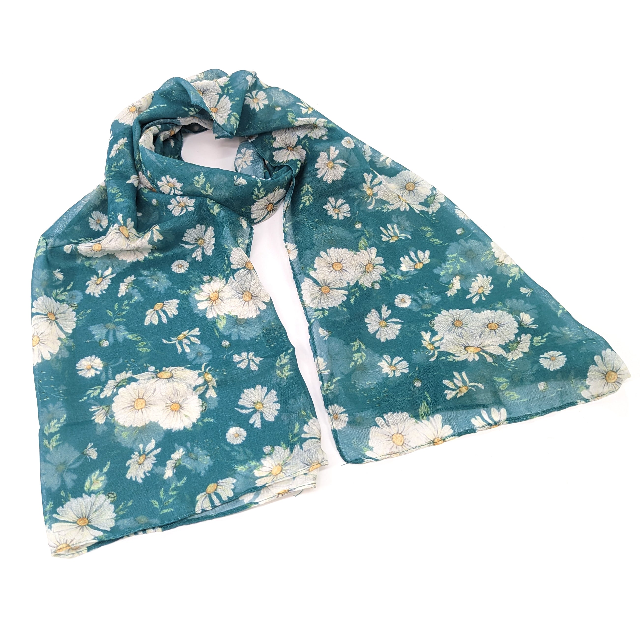 Dainty Daisies Scarf (50x180cm) - Teal - Exclusive Design