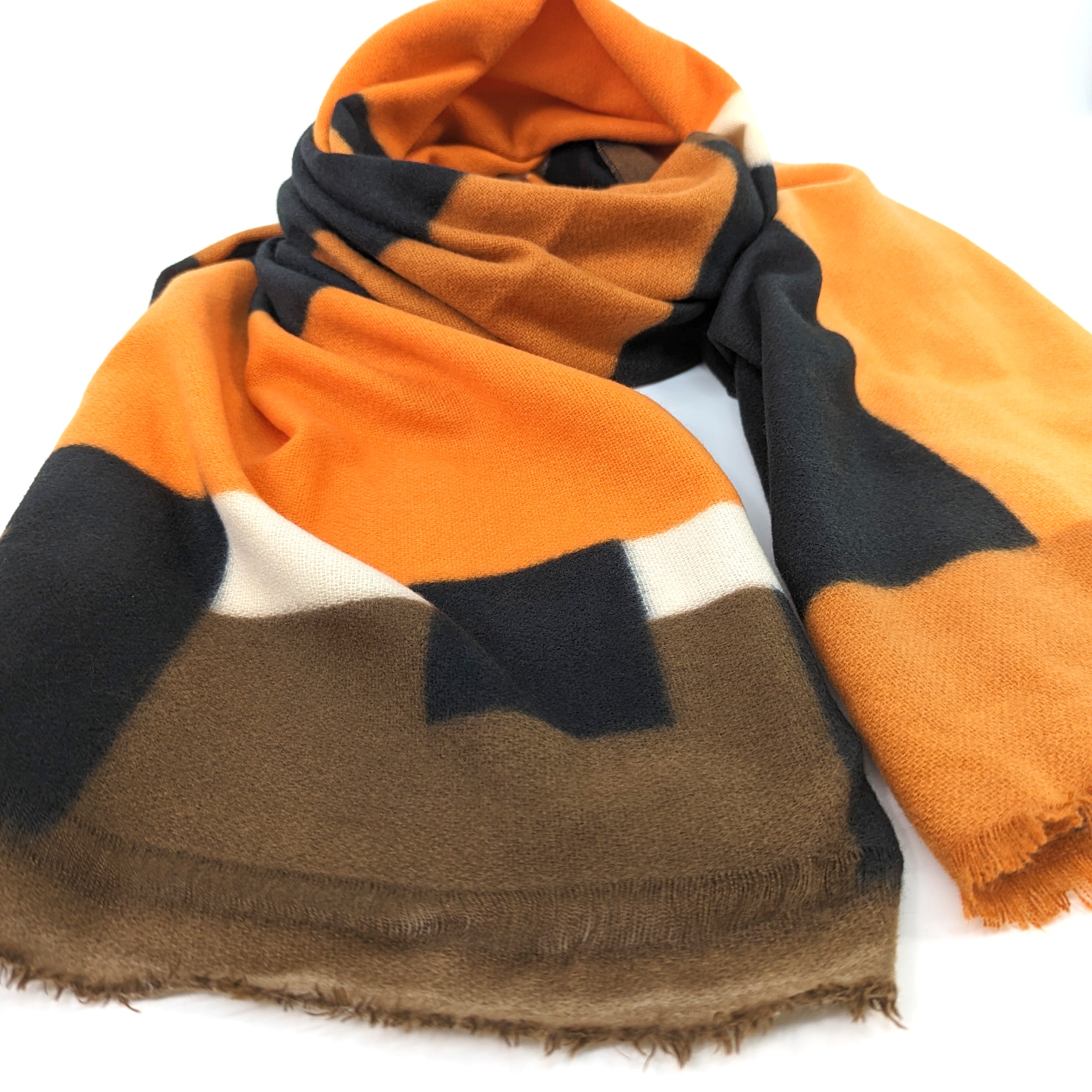 Eix - Colour Block Scarf/Shawl (80x180cm) - Marmalade Orange